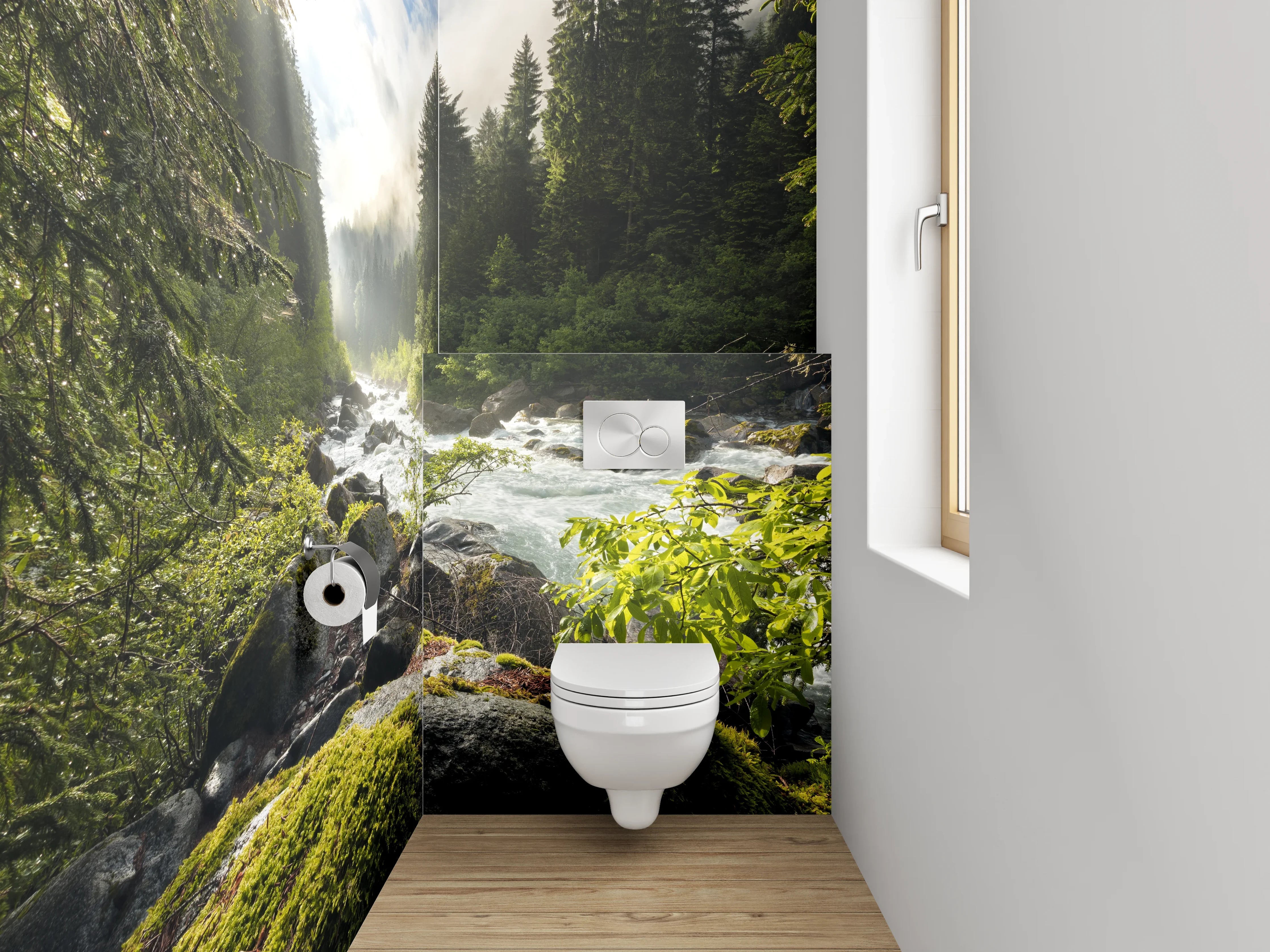 WC-Rückwand - Morgenstimmung am wilden Gebirgsbach