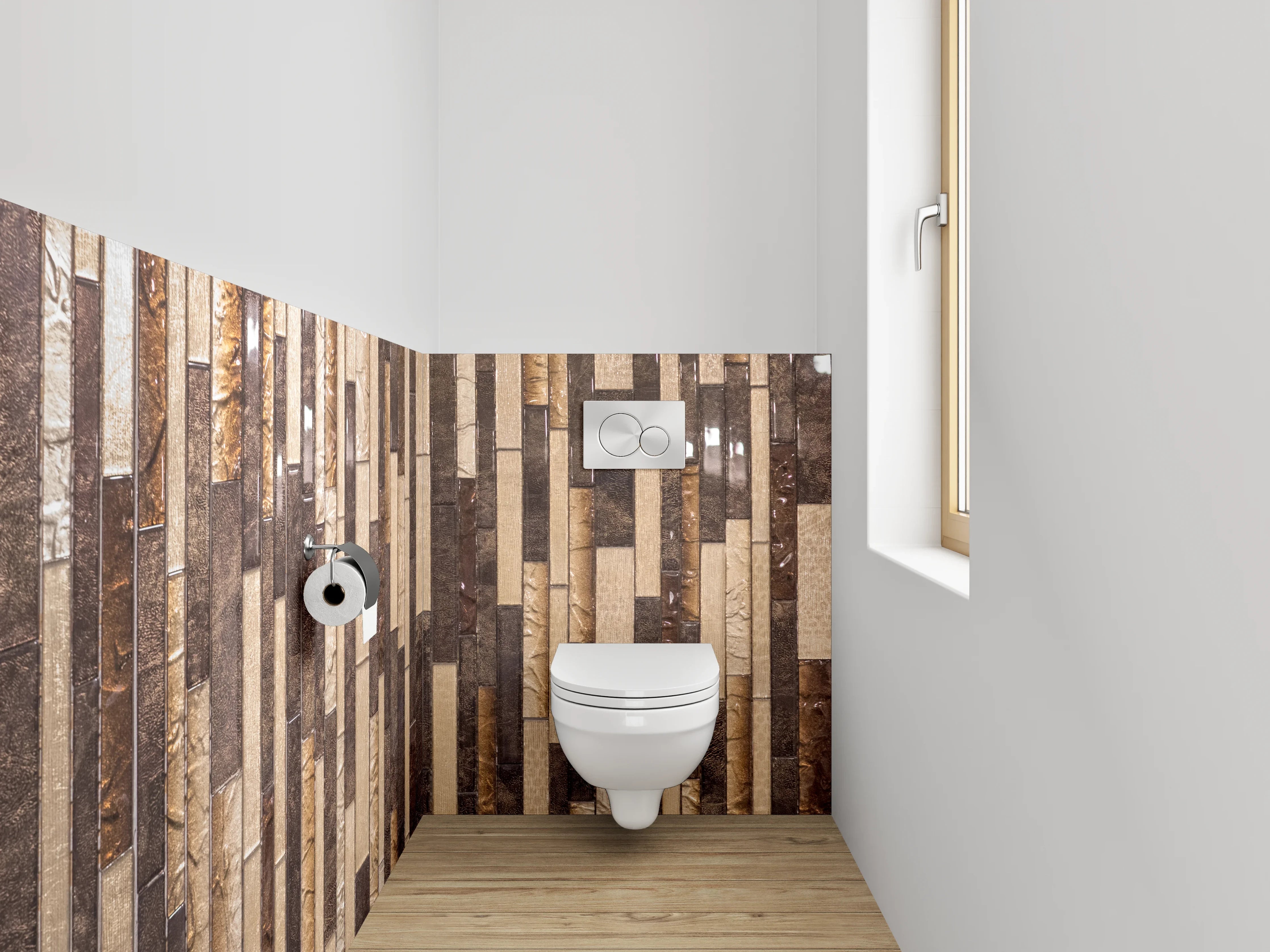 WC-Rückwand - Mosaik Fliesen Braun Beige Design