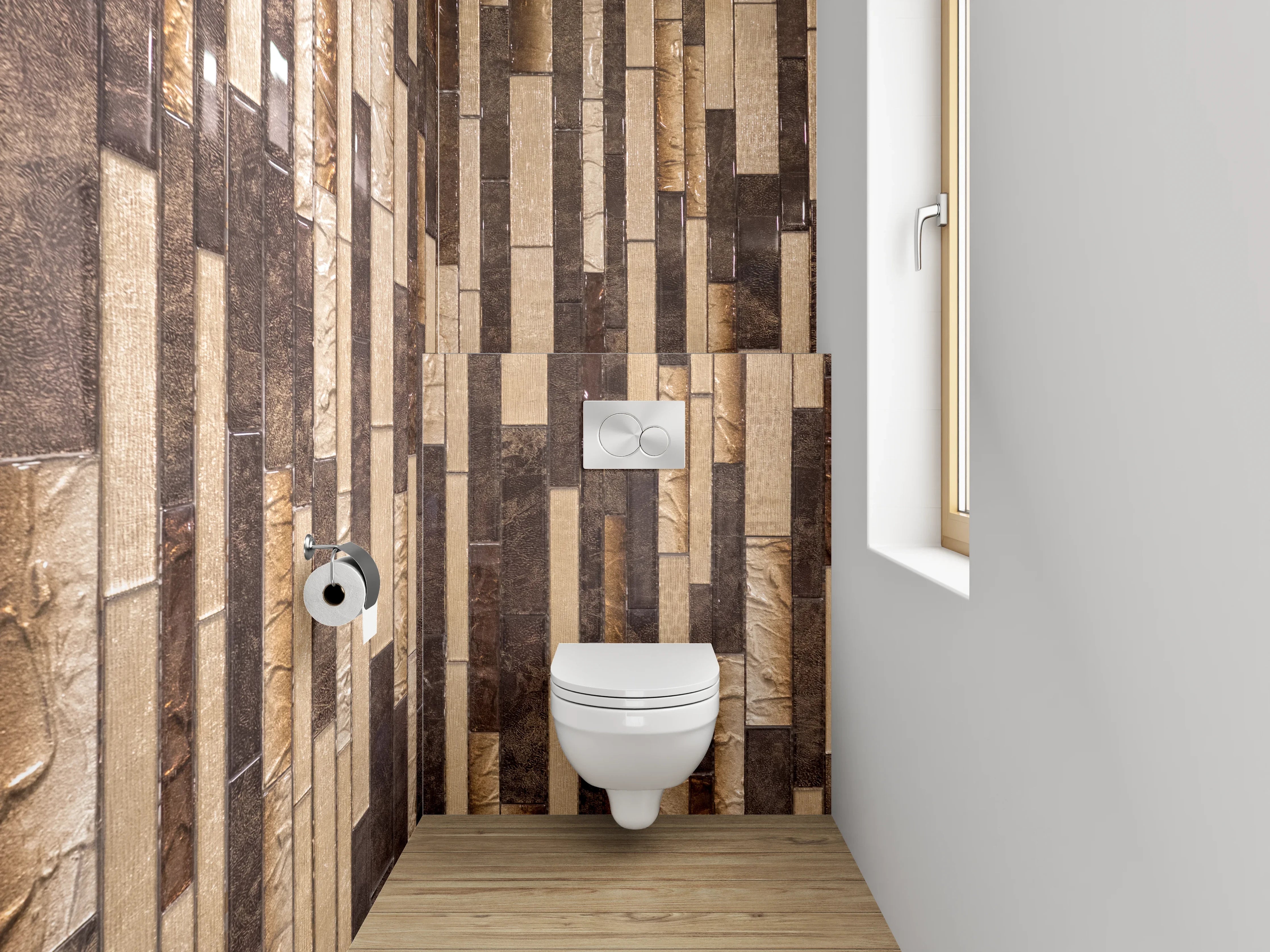 WC-Rückwand - Mosaik Fliesen Braun Beige Design