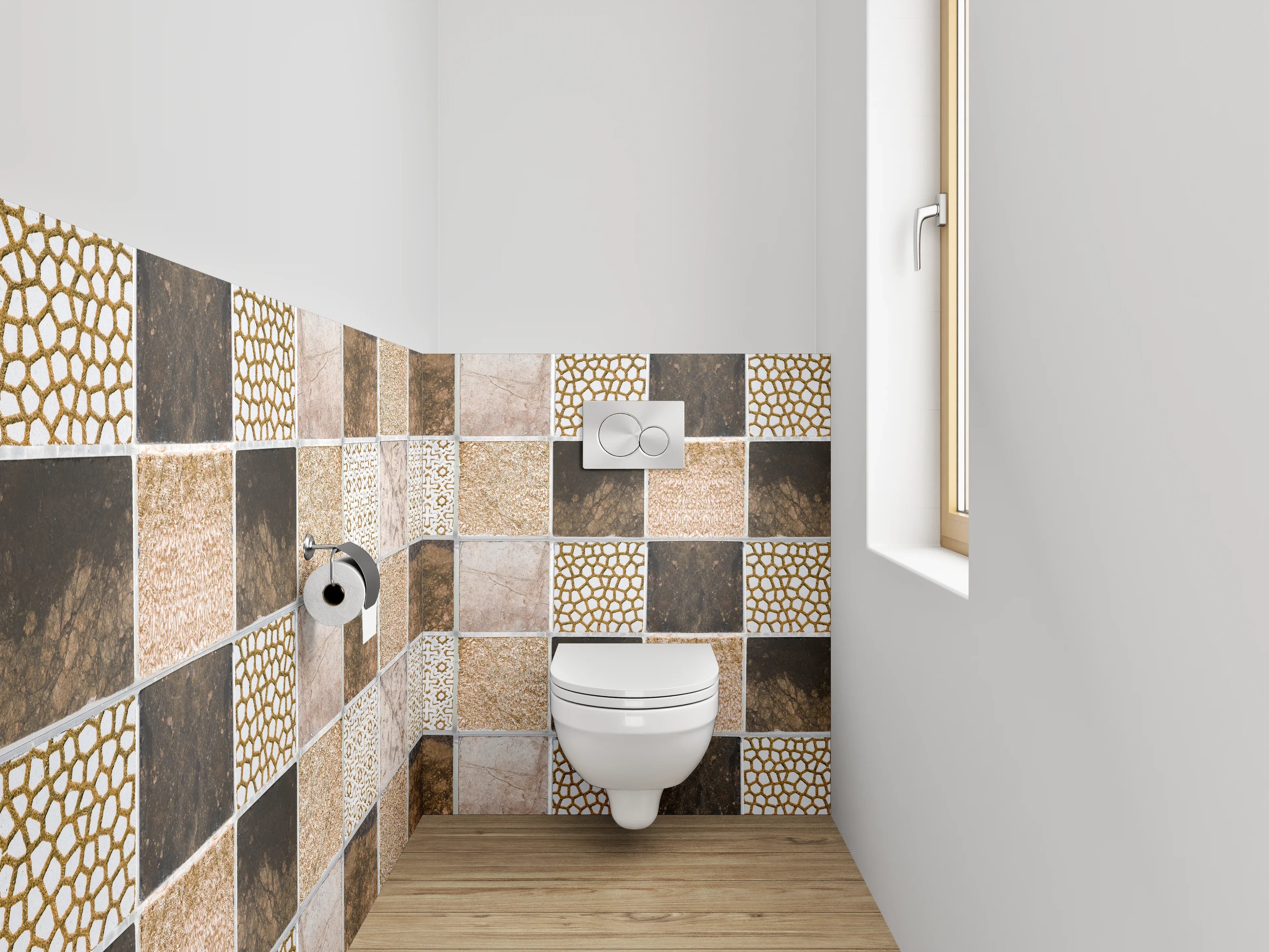 WC-Rückwand - Mosaik Fliesen Muster Braun Beige