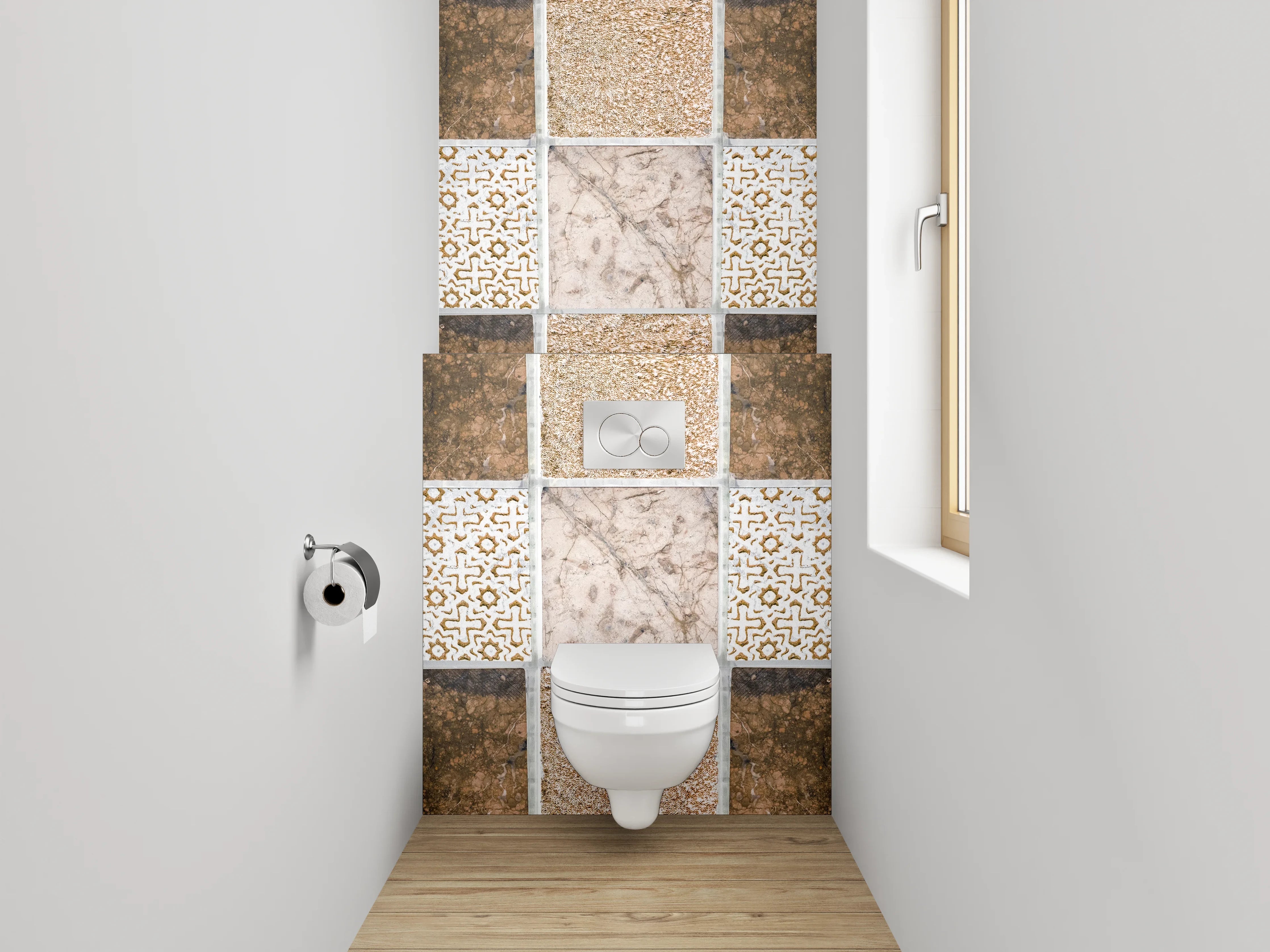 WC-Rückwand - Mosaik Fliesen Muster Braun Beige