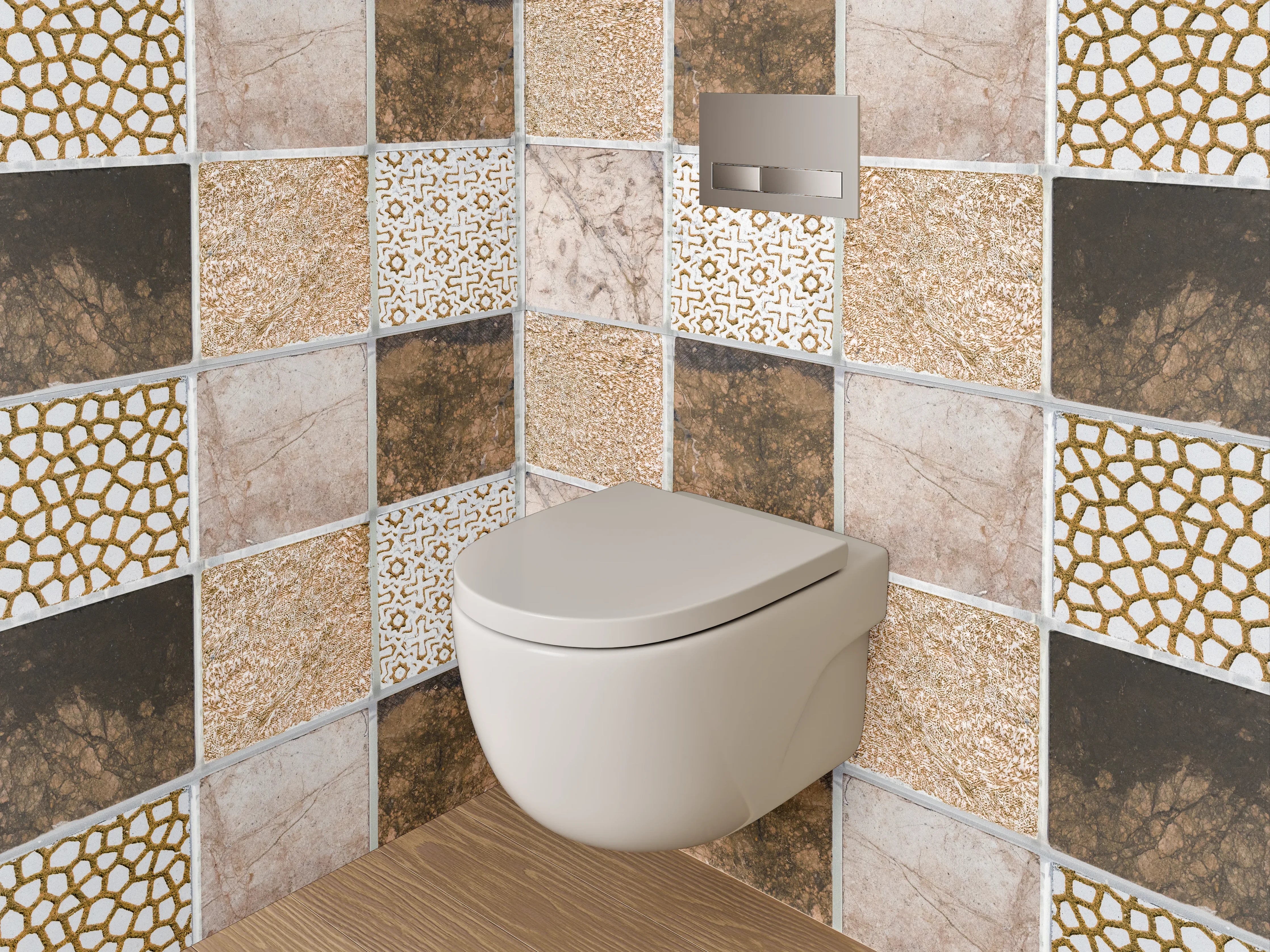 WC-Rückwand - Mosaik Fliesen Muster Braun Beige