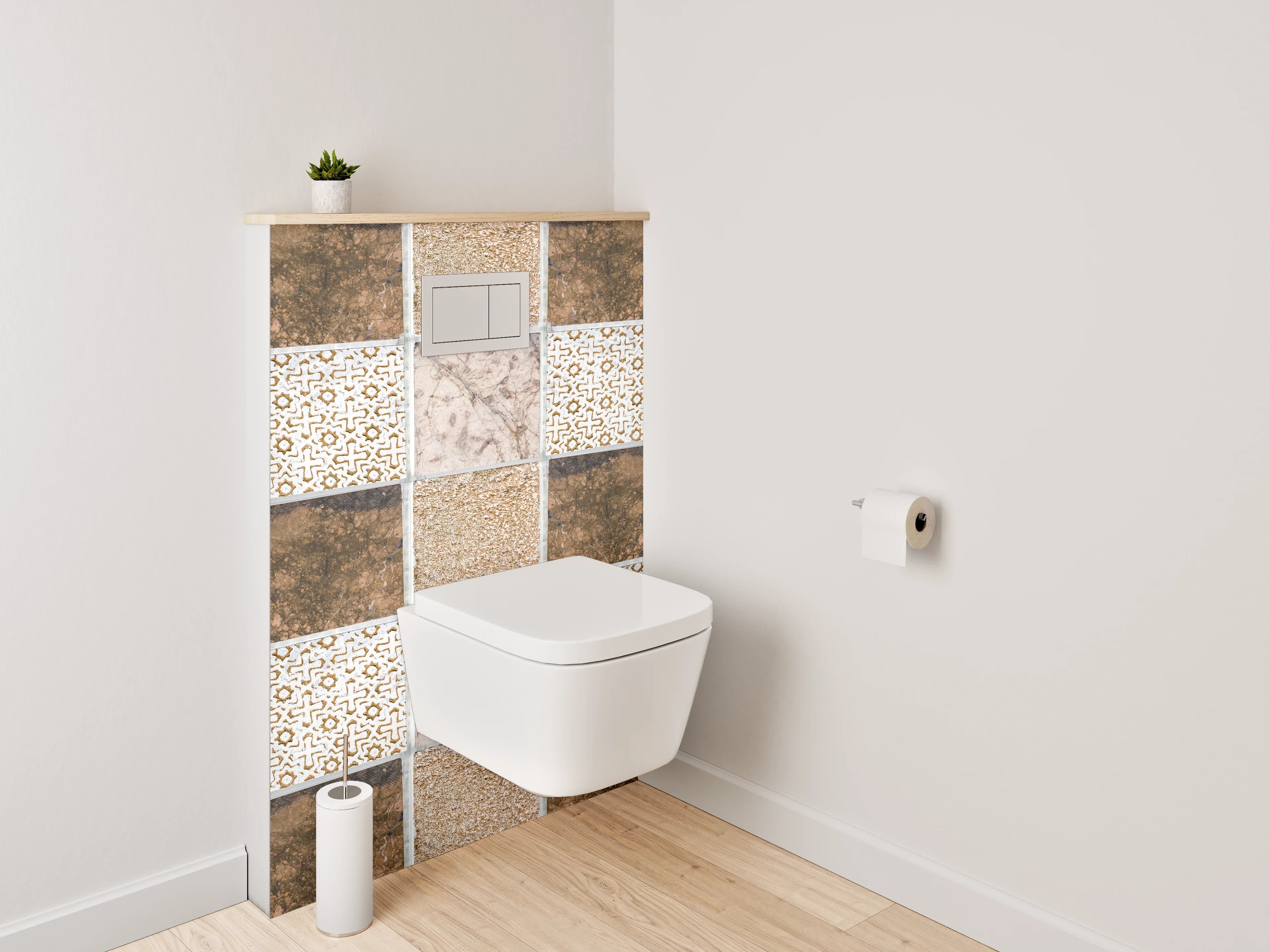 WC-Rückwand - Mosaik Fliesen Muster Braun Beige