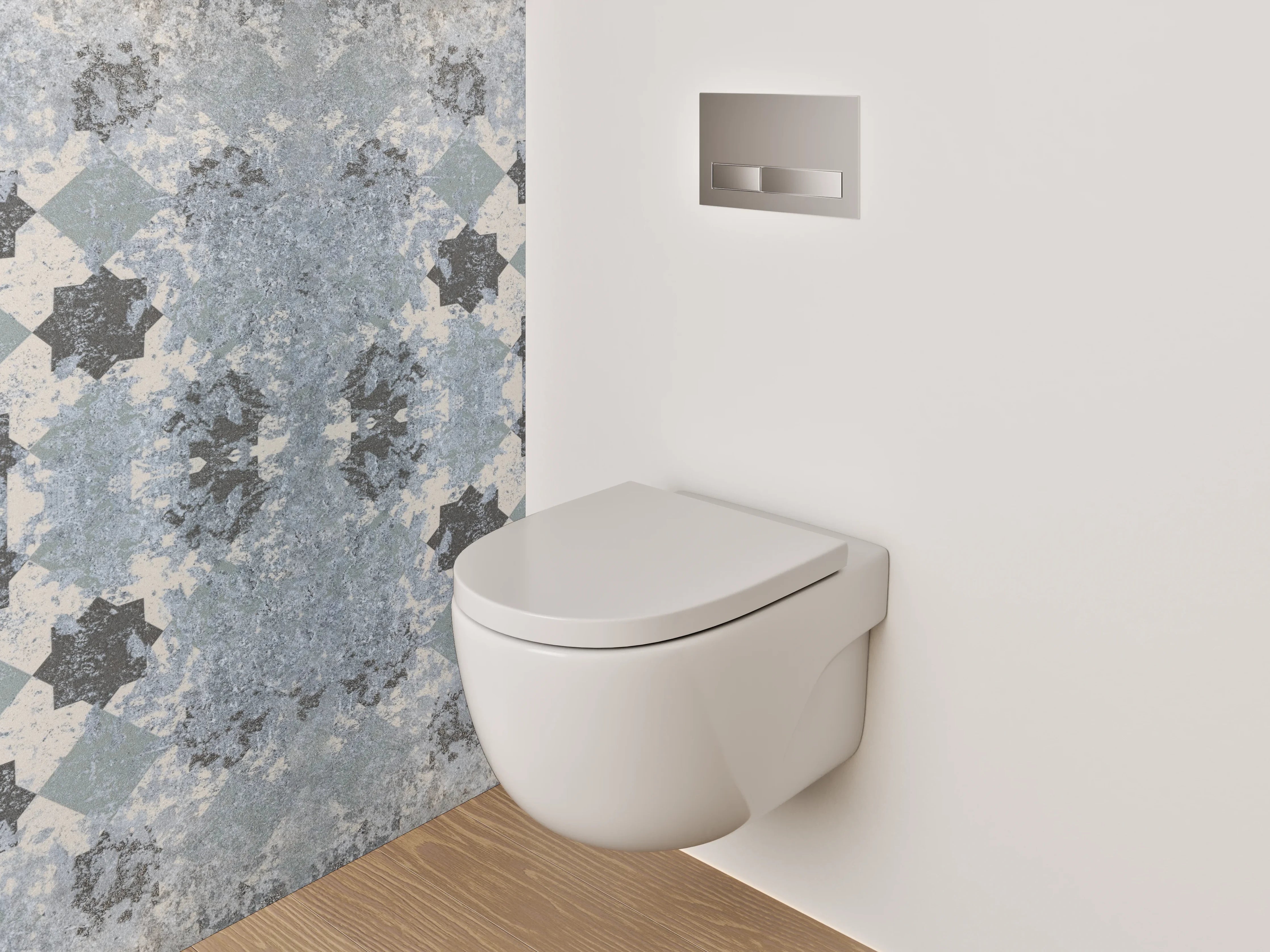 WC-Rückwand - Mosaik Fliesenmuster in Grau und Weiß