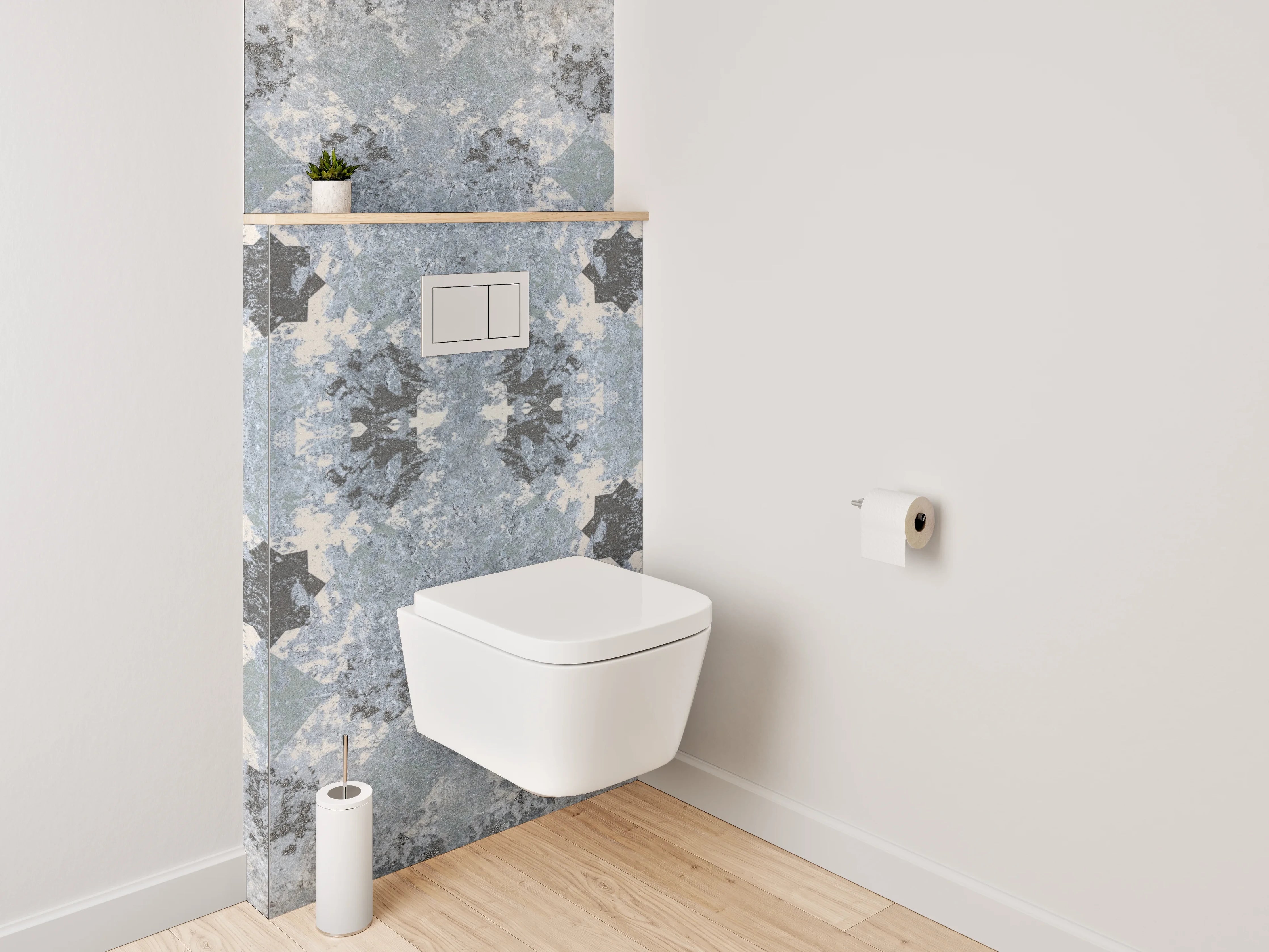 WC-Rückwand - Mosaik Fliesenmuster in Grau und Weiß