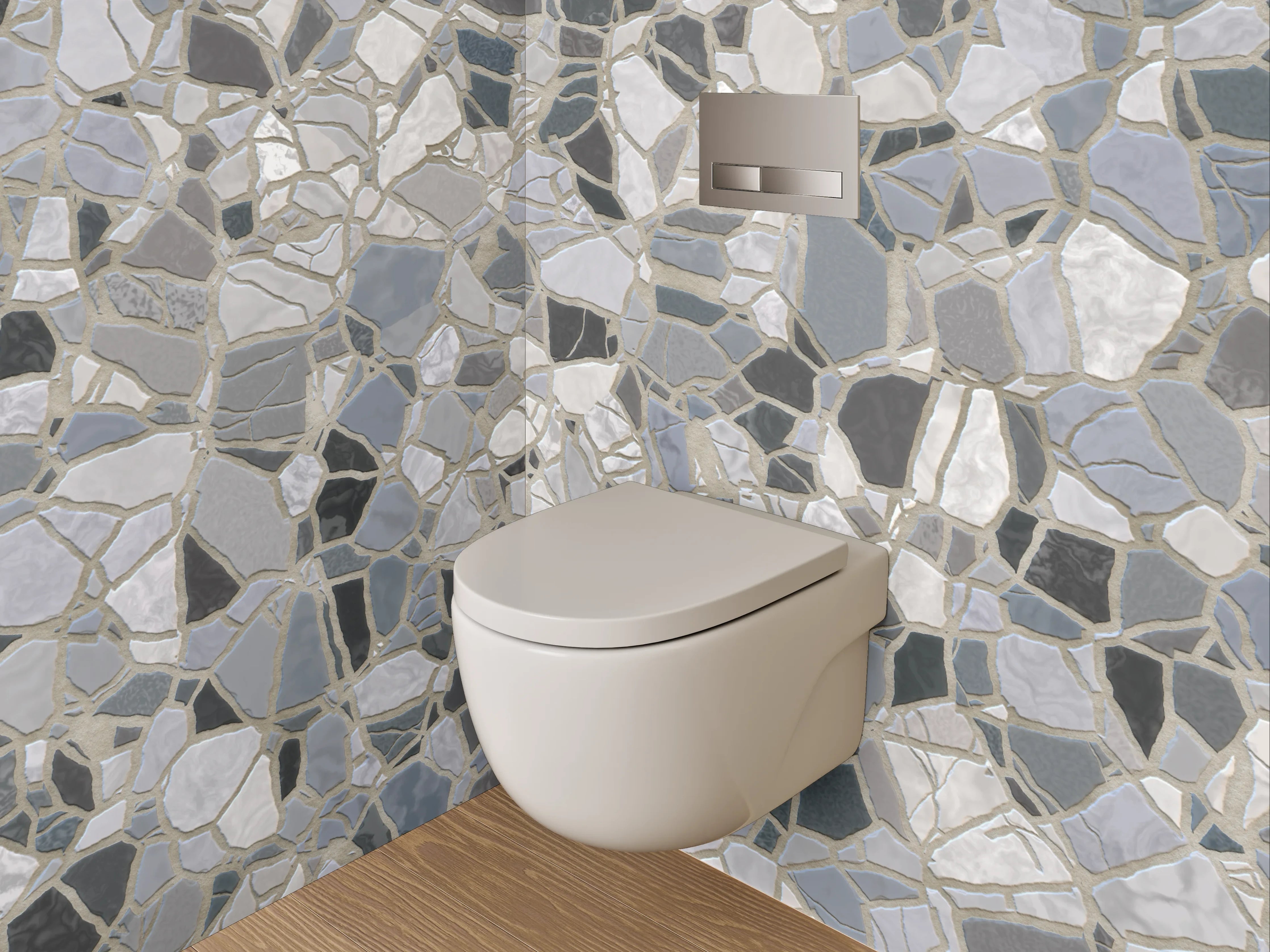 WC-Rückwand - Mosaik Fliesenoptik in Weiß und Grau