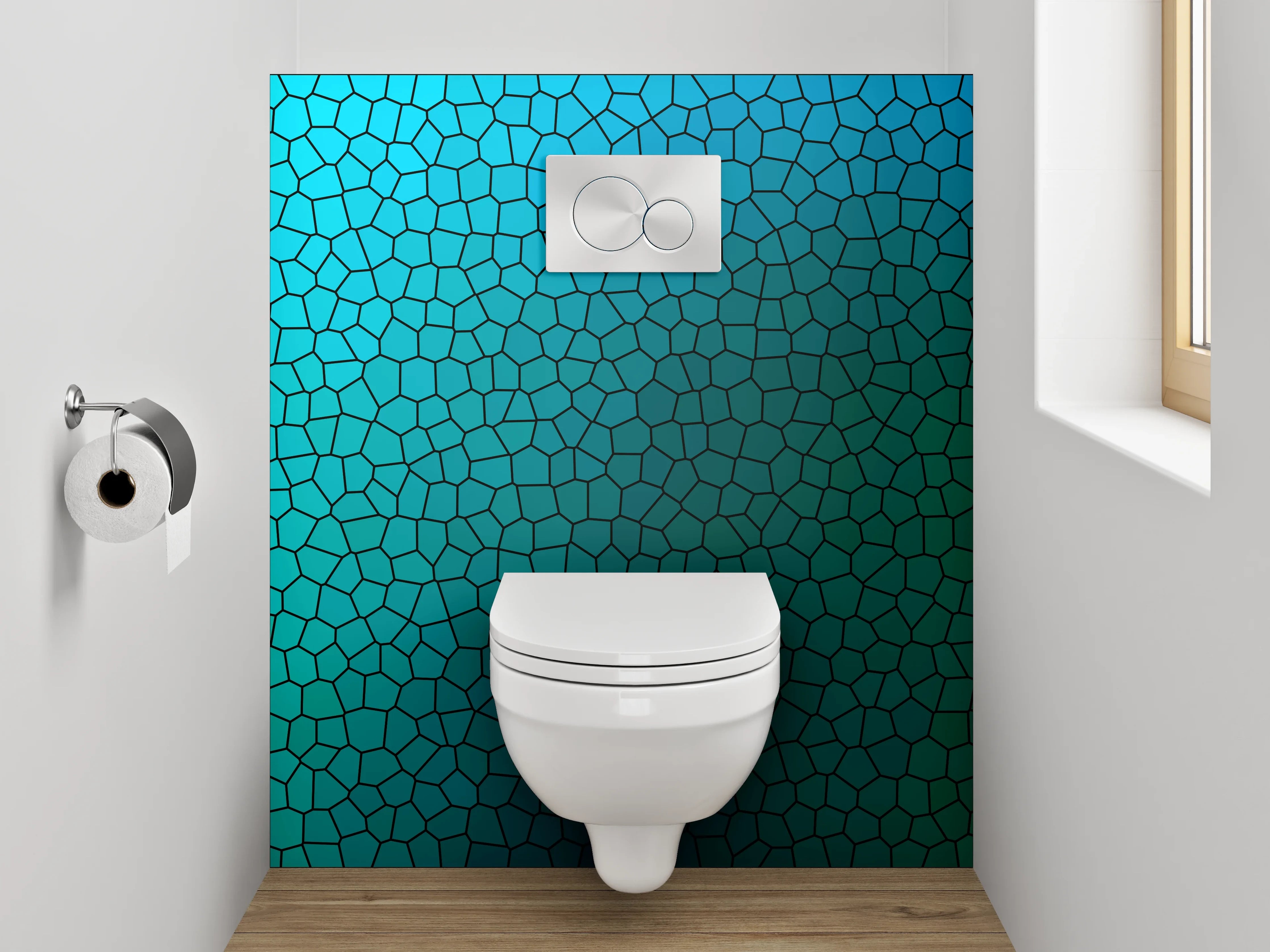 WC-Rückwand - Mosaik Muster Blau Türkis Grün