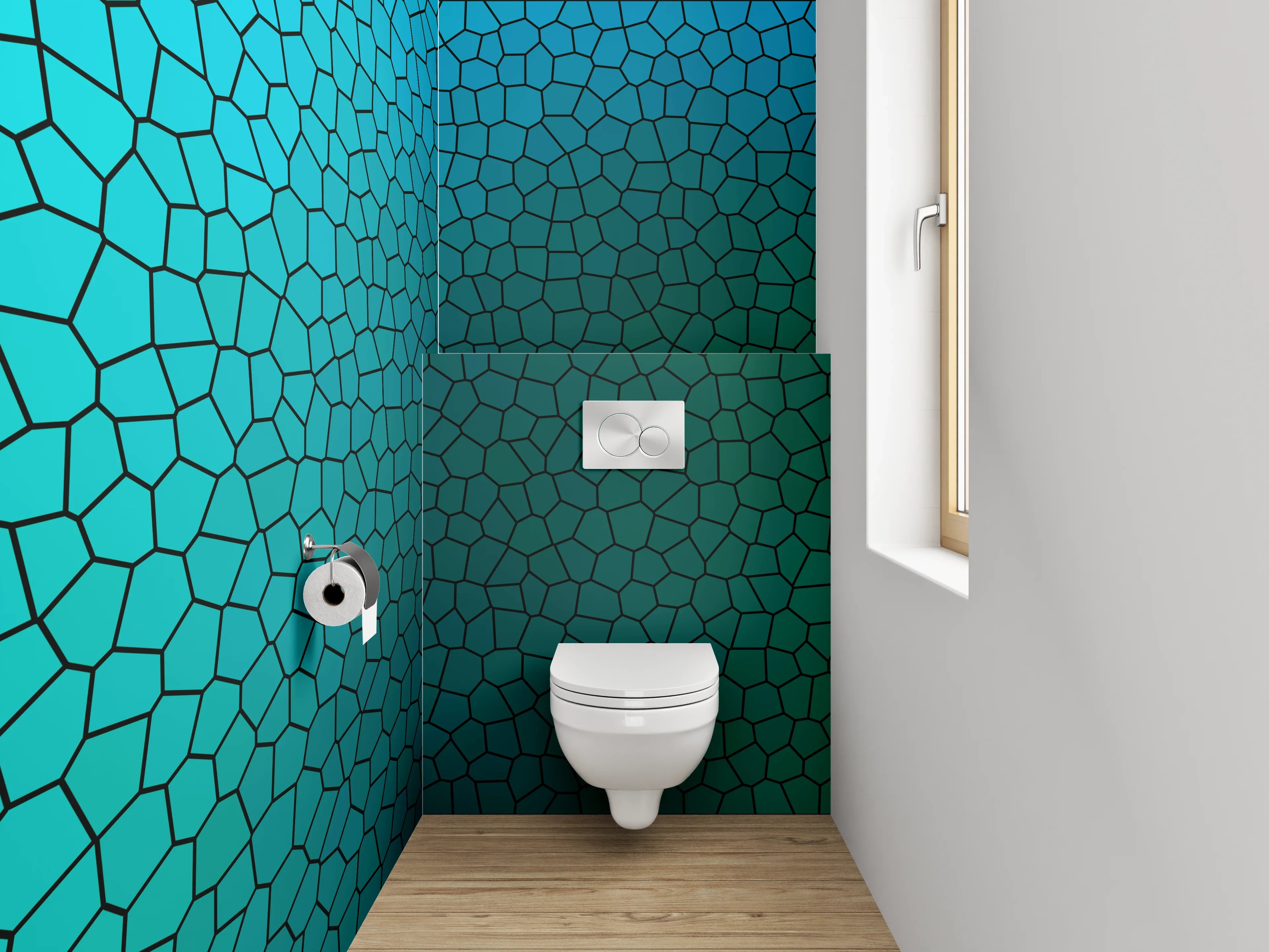 WC-Rückwand - Mosaik Muster Blau Türkis Grün