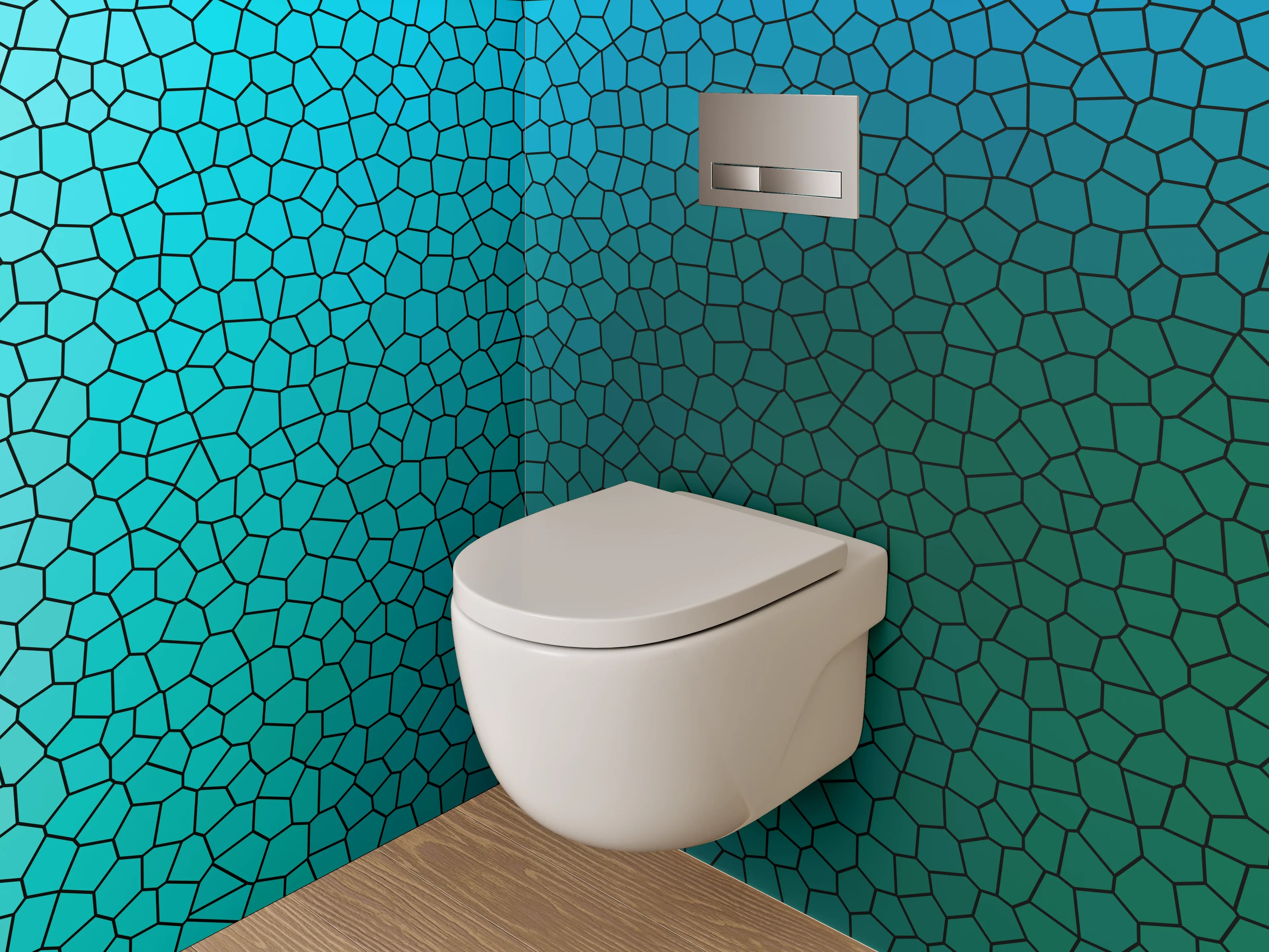 WC-Rückwand - Mosaik Muster Blau Türkis Grün