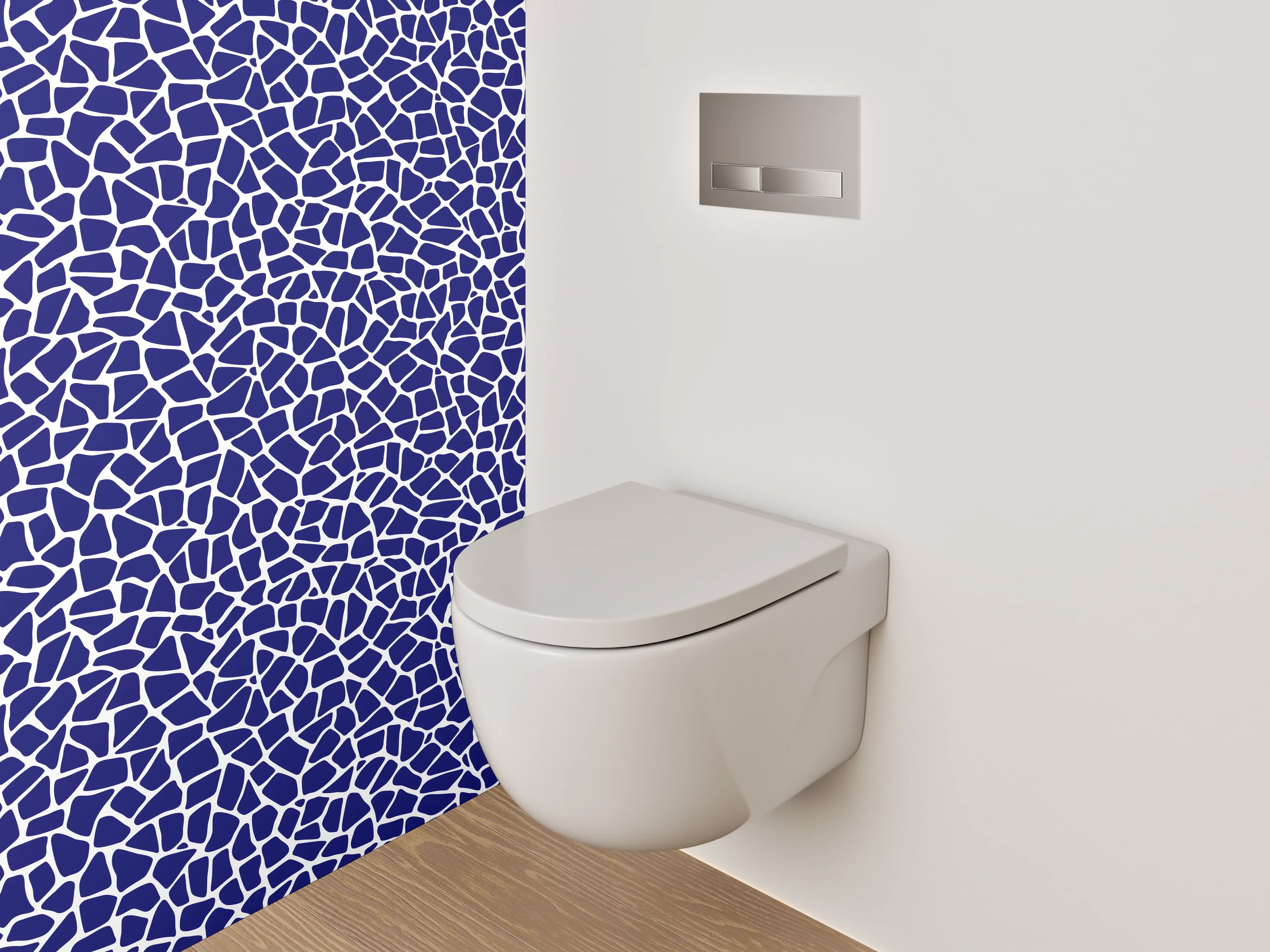 WC-Rückwand - Mosaik-Muster Blau Weiß Modern
