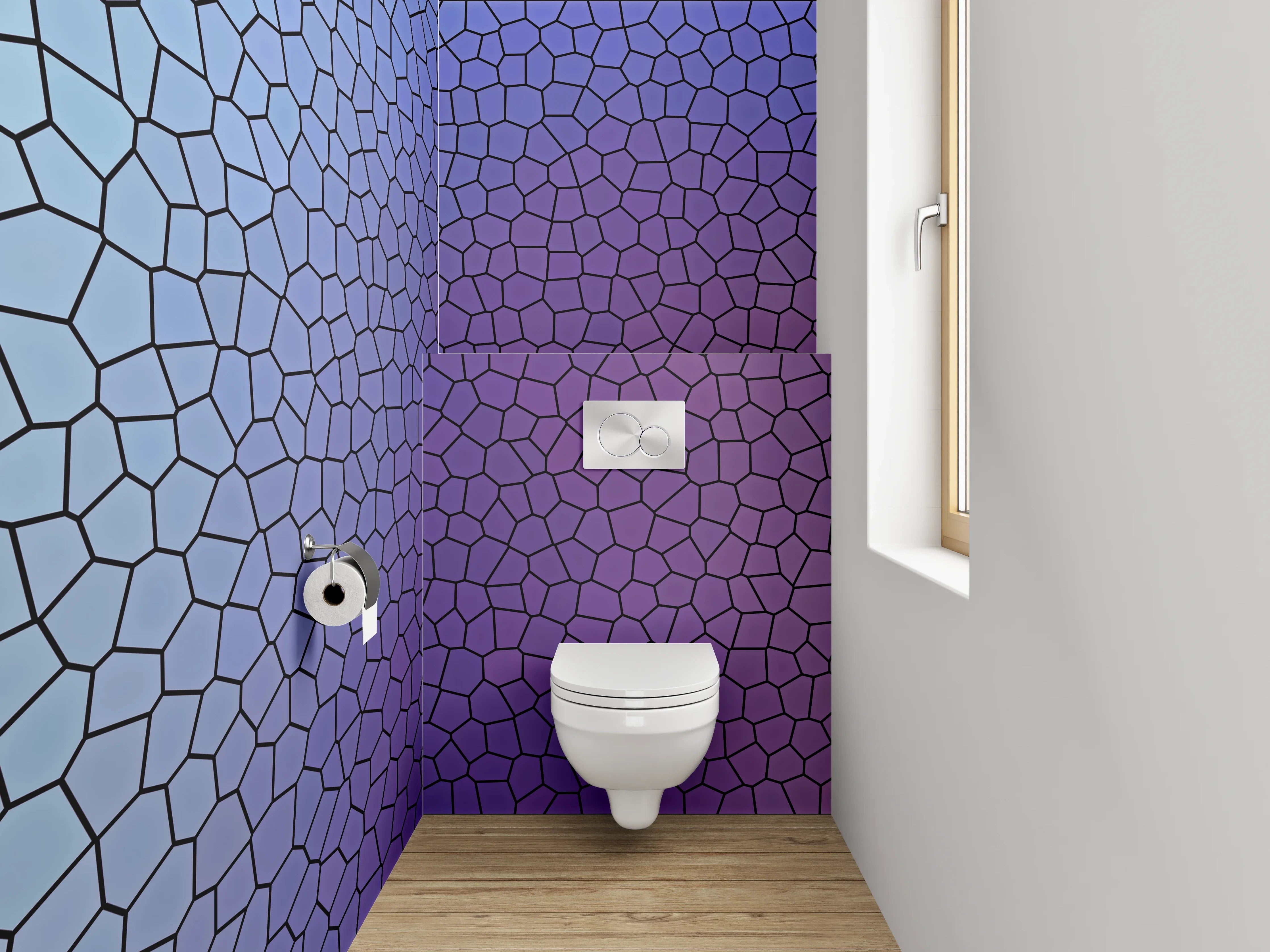 WC-Rückwand - Mosaik-Optik Blau-Lila Abstrakt