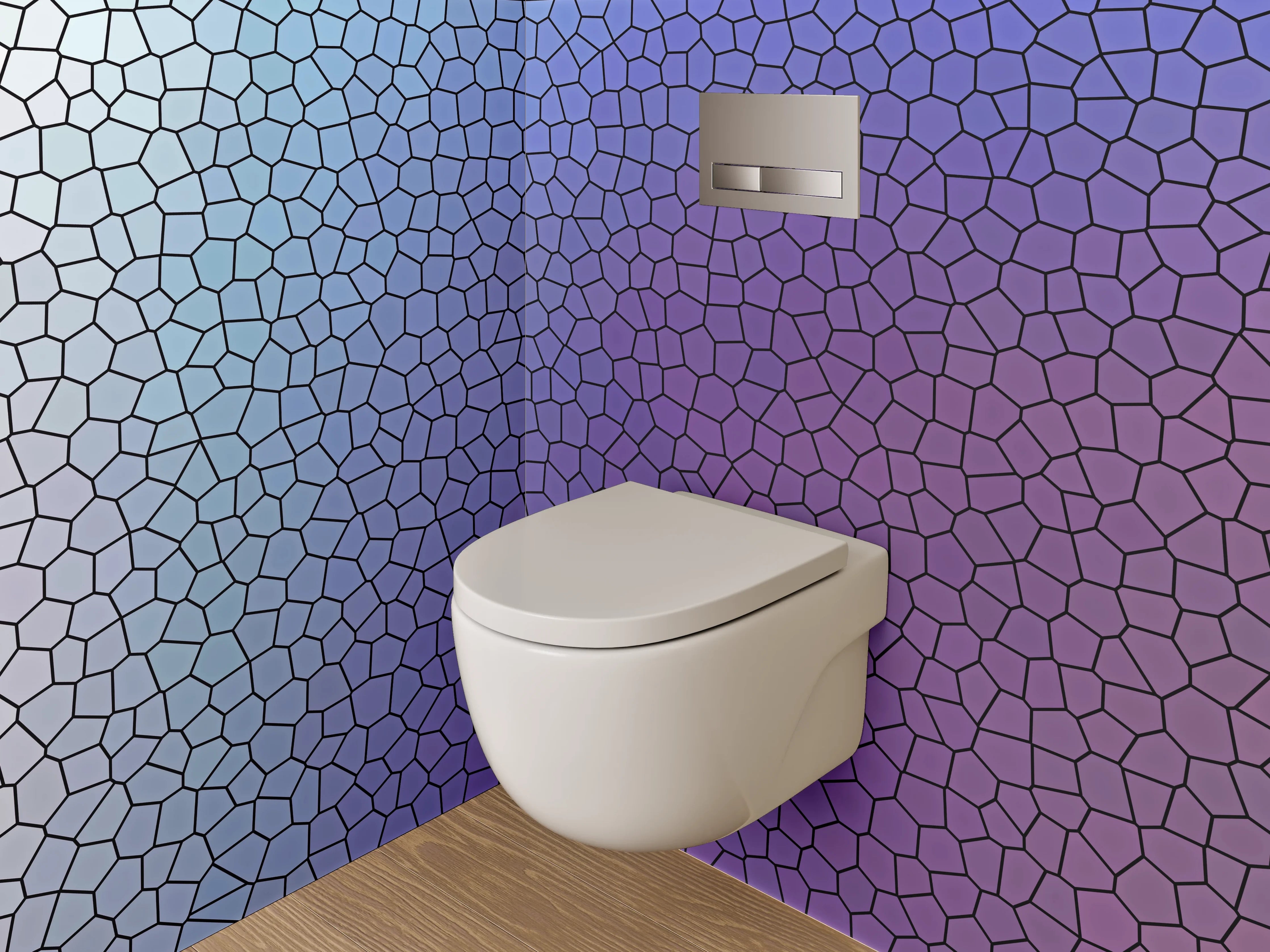 WC-Rückwand - Mosaik-Optik Blau-Lila Abstrakt