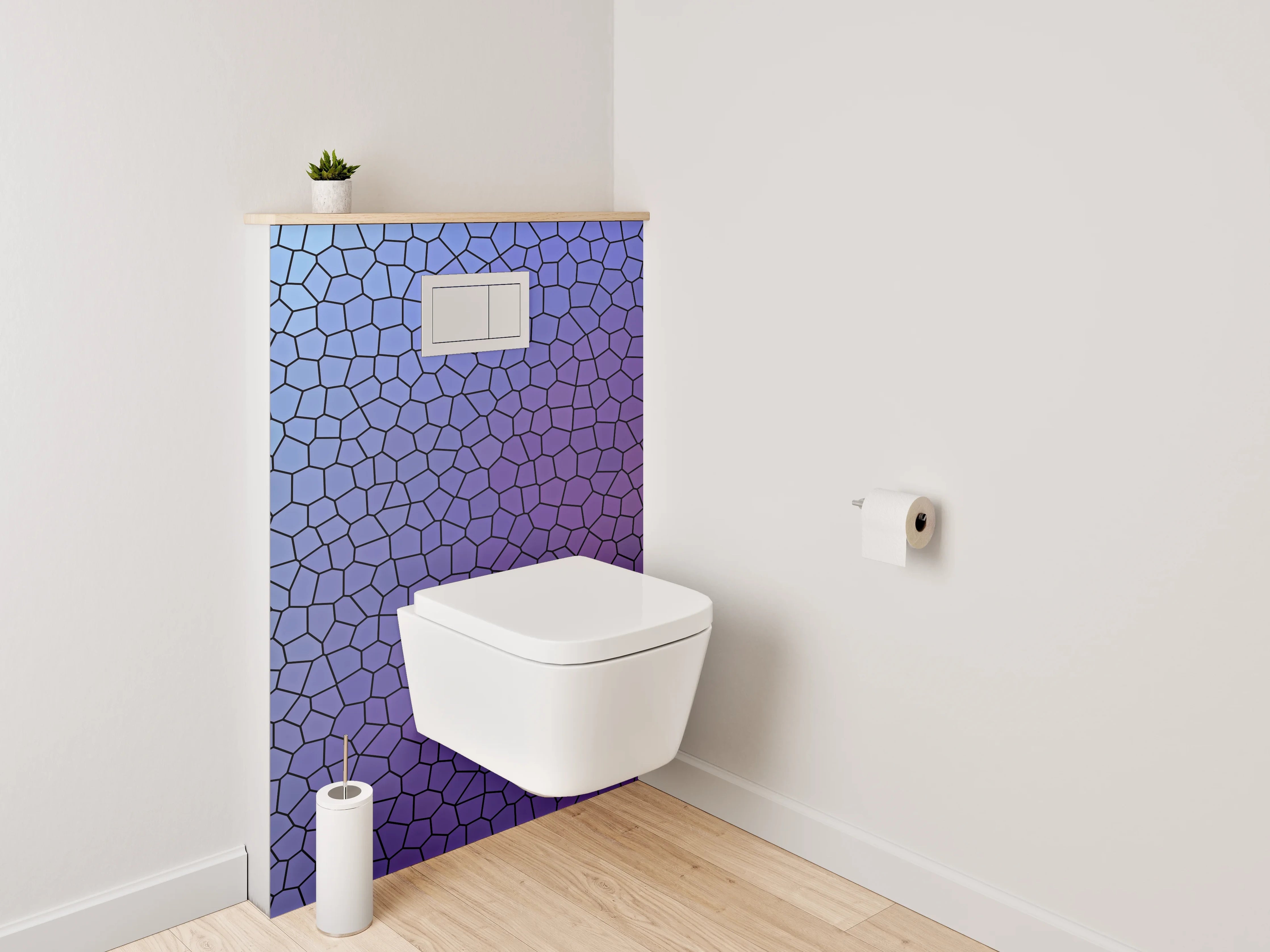 WC-Rückwand - Mosaik-Optik Blau-Lila Abstrakt