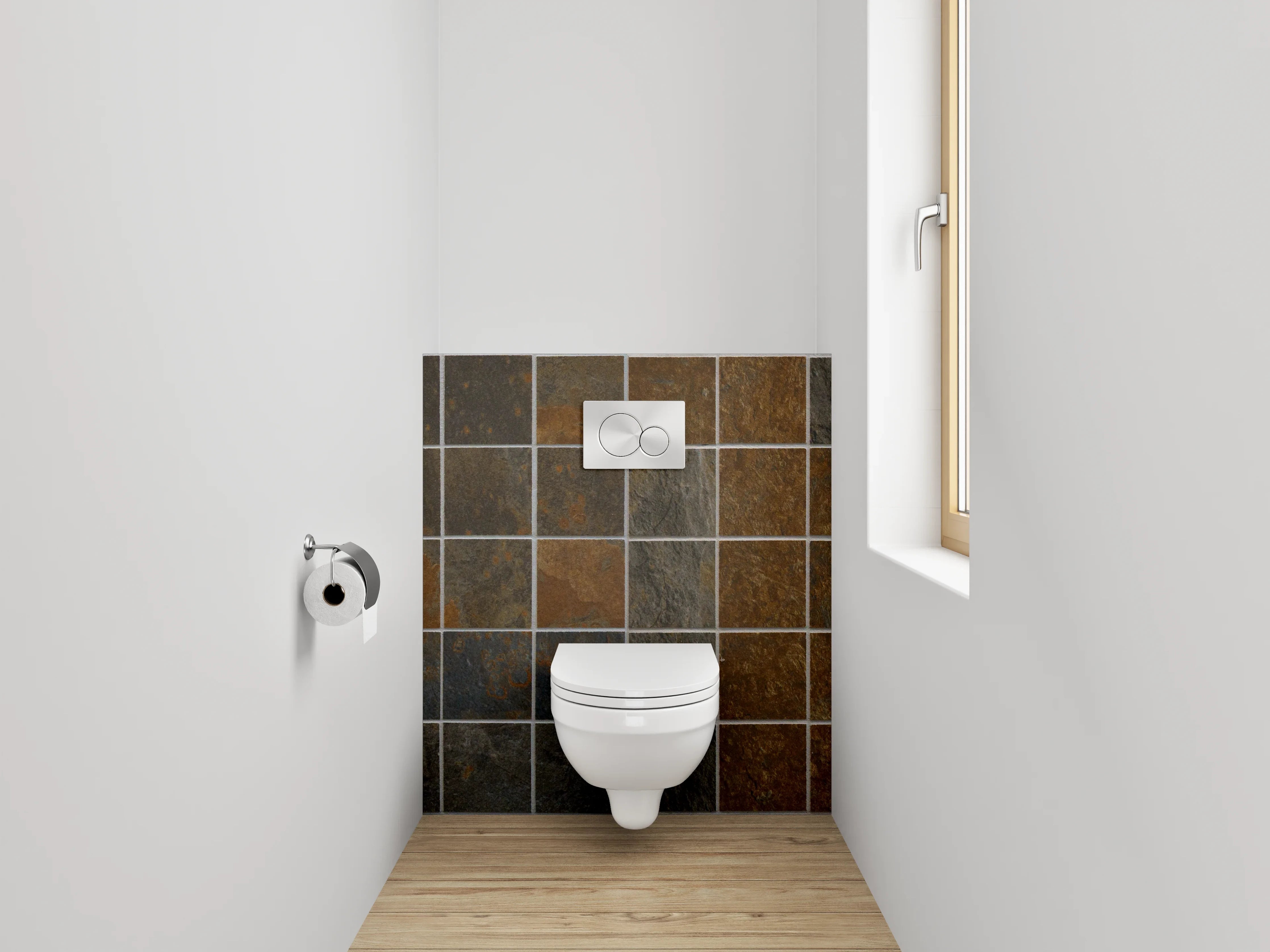 WC-Rückwand - Mosaikfliesen Schieferoptik Braun-Grau