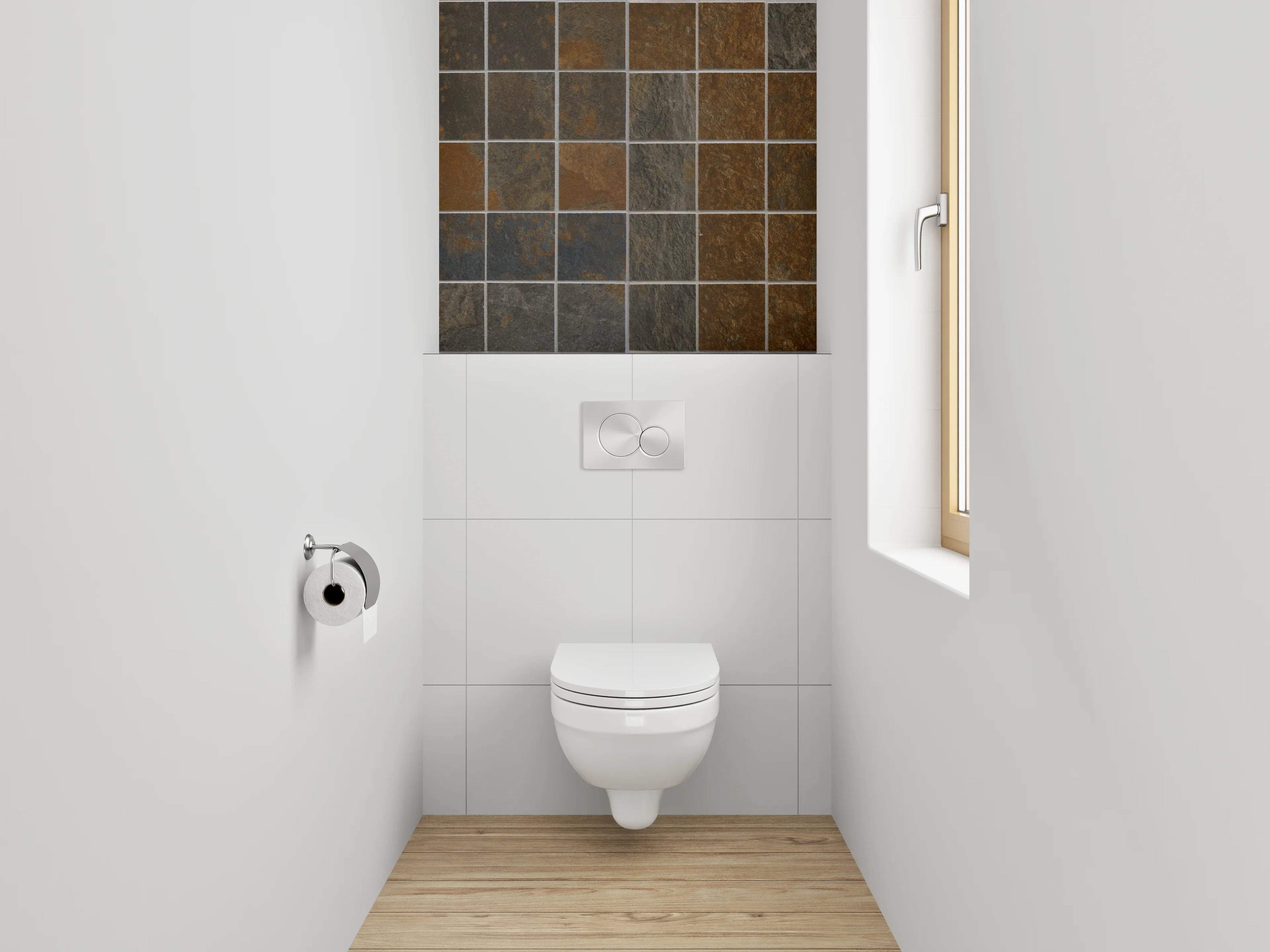 WC-Rückwand - Mosaikfliesen Schieferoptik Braun-Grau
