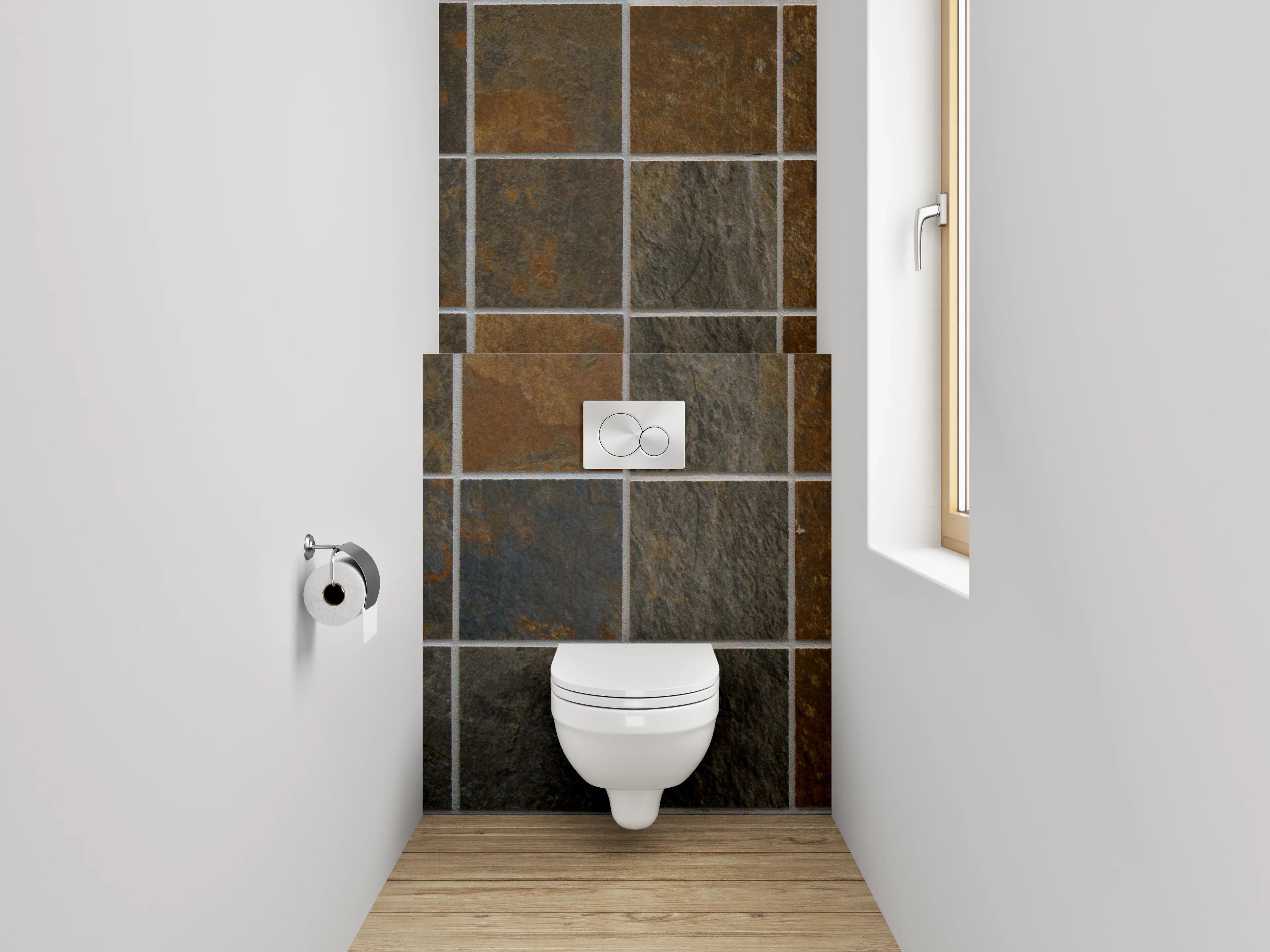 WC-Rückwand - Mosaikfliesen Schieferoptik Braun-Grau