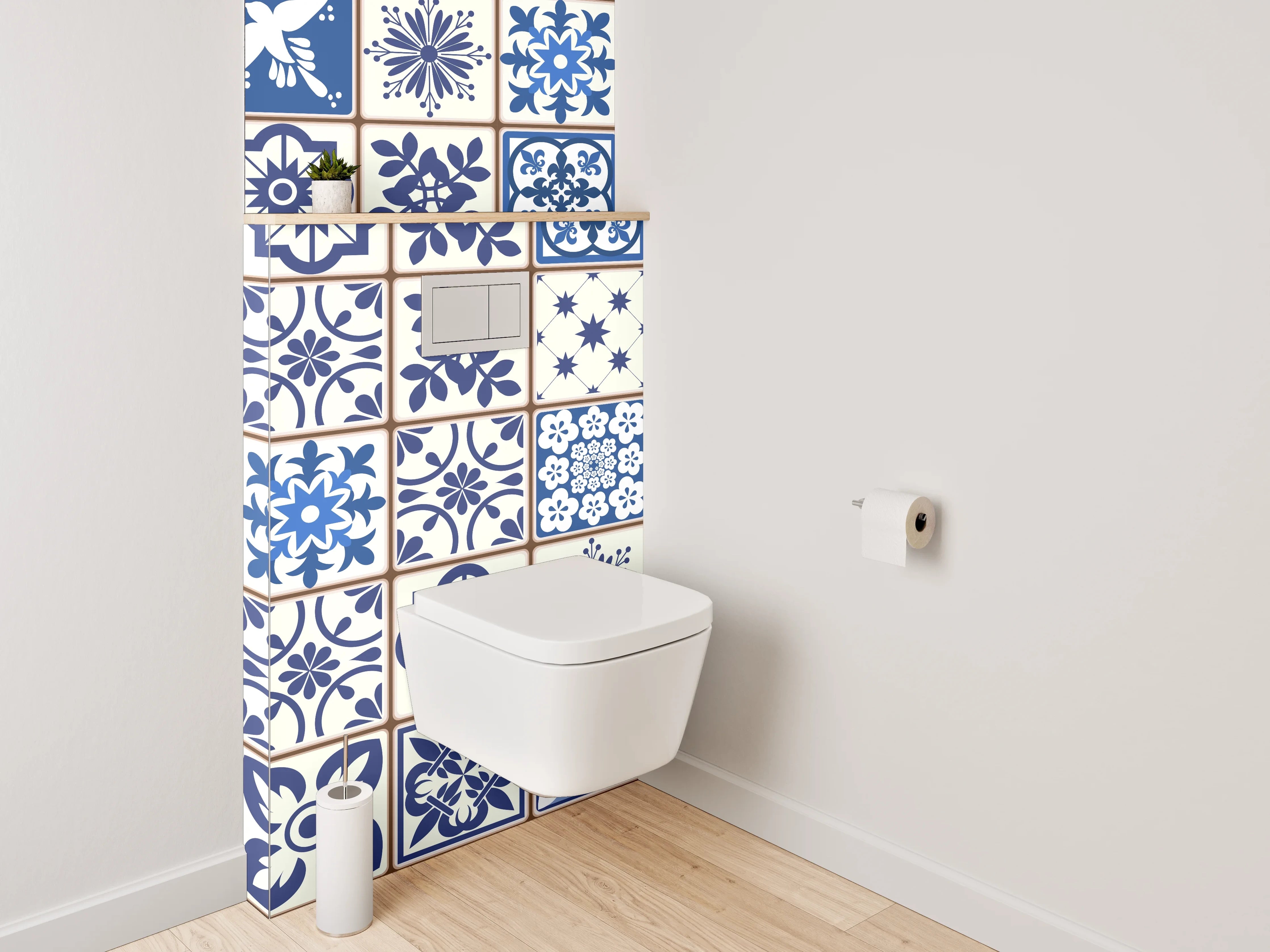 WC-Rückwand - Mosaikzauber: Blau-Graue Orientfliesen
