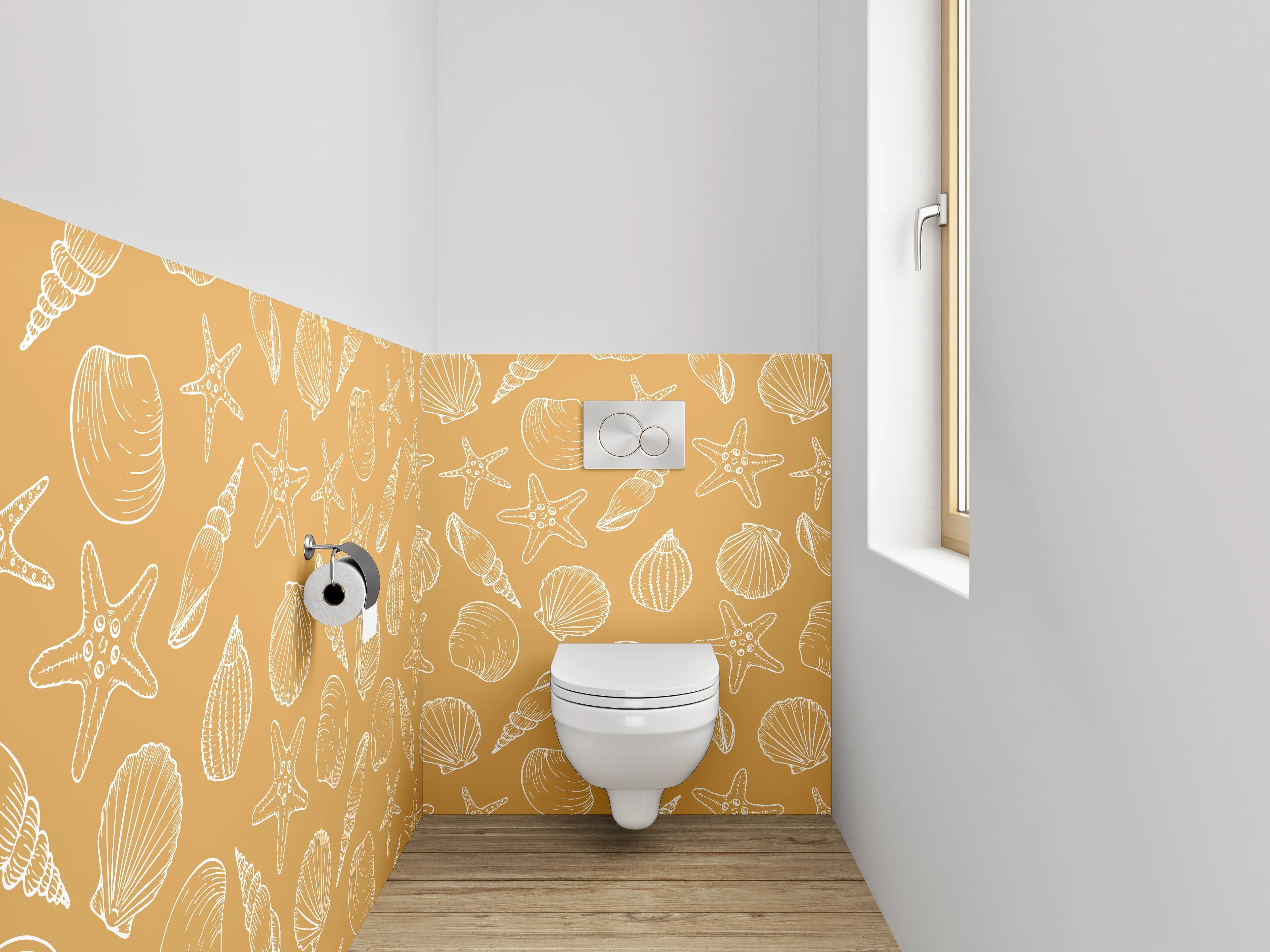 WC-Rückwand - Muschelmuster Strand Sandfarben