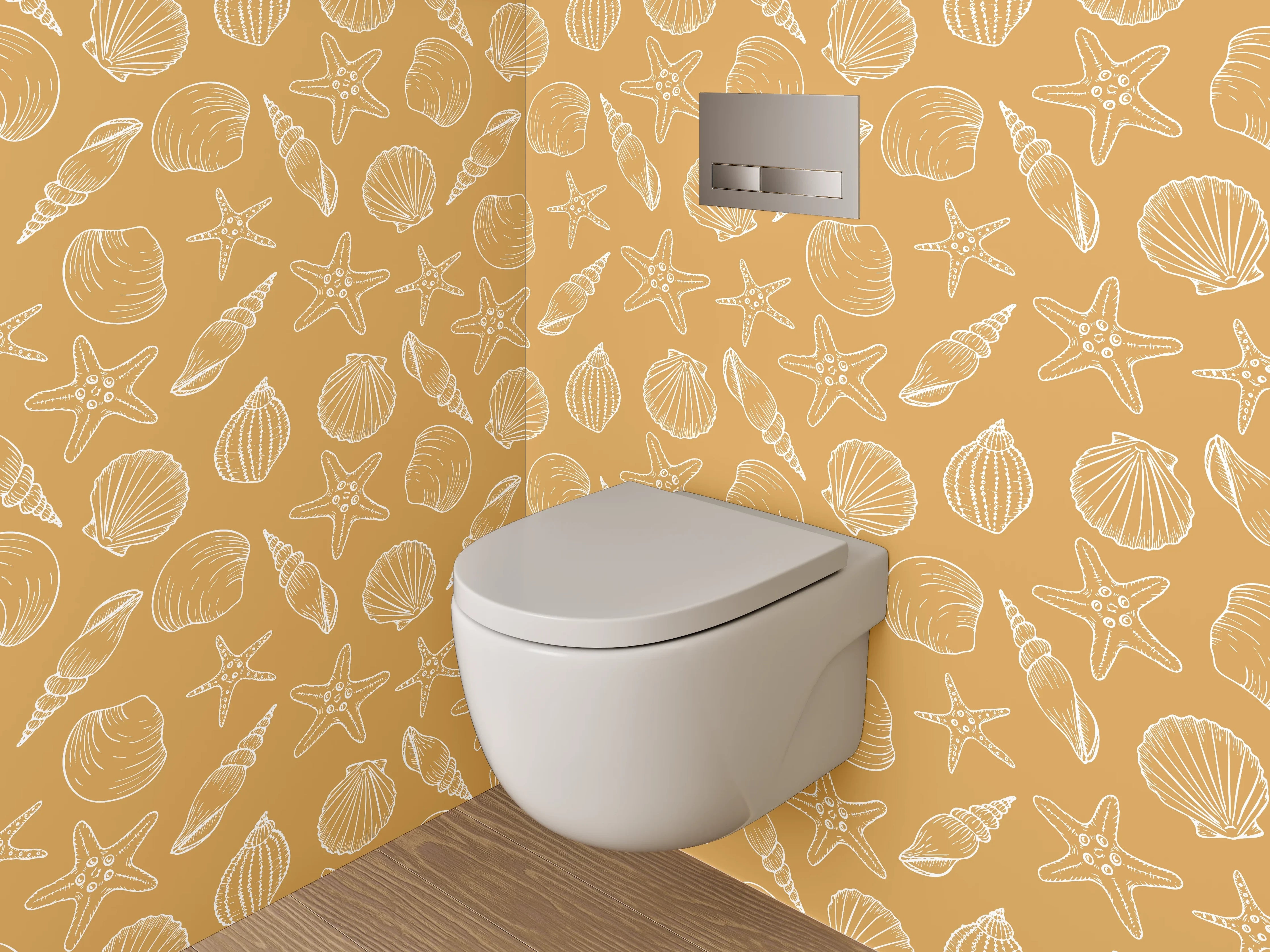 WC-Rückwand - Muschelmuster Strand Sandfarben