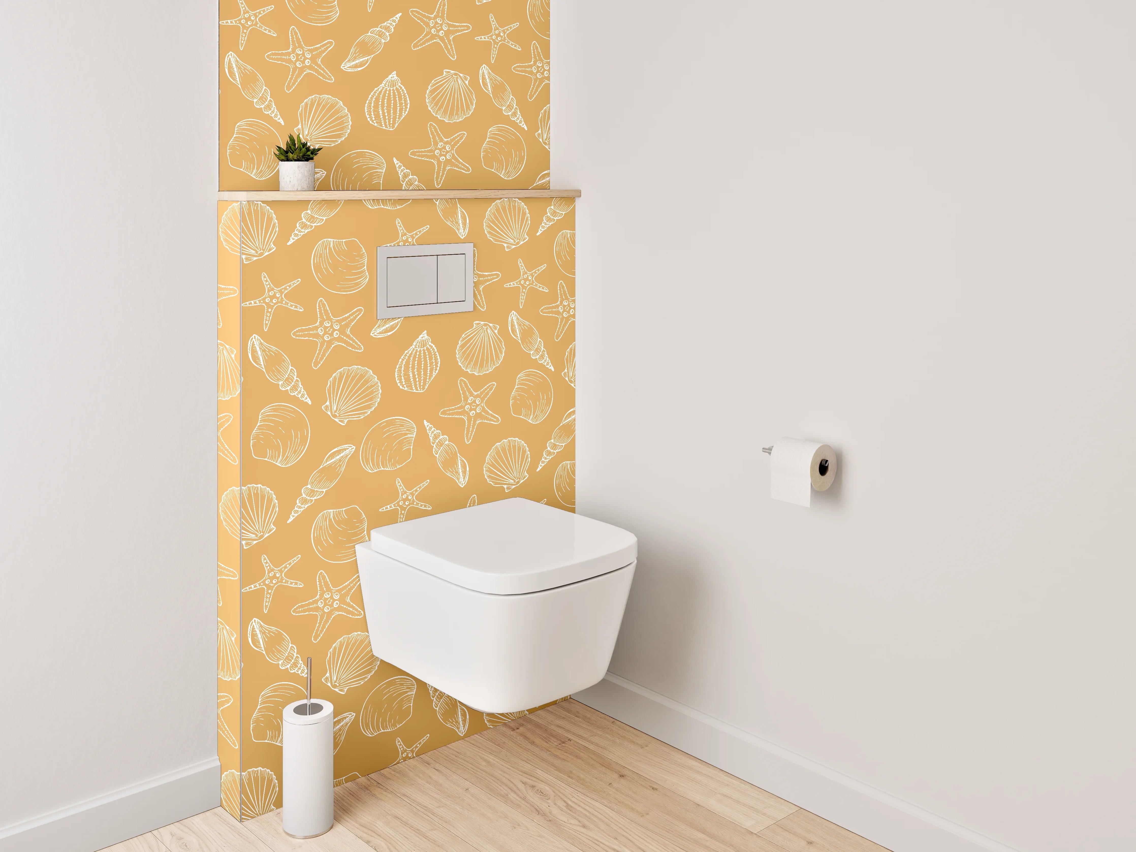 WC-Rückwand - Muschelmuster Strand Sandfarben