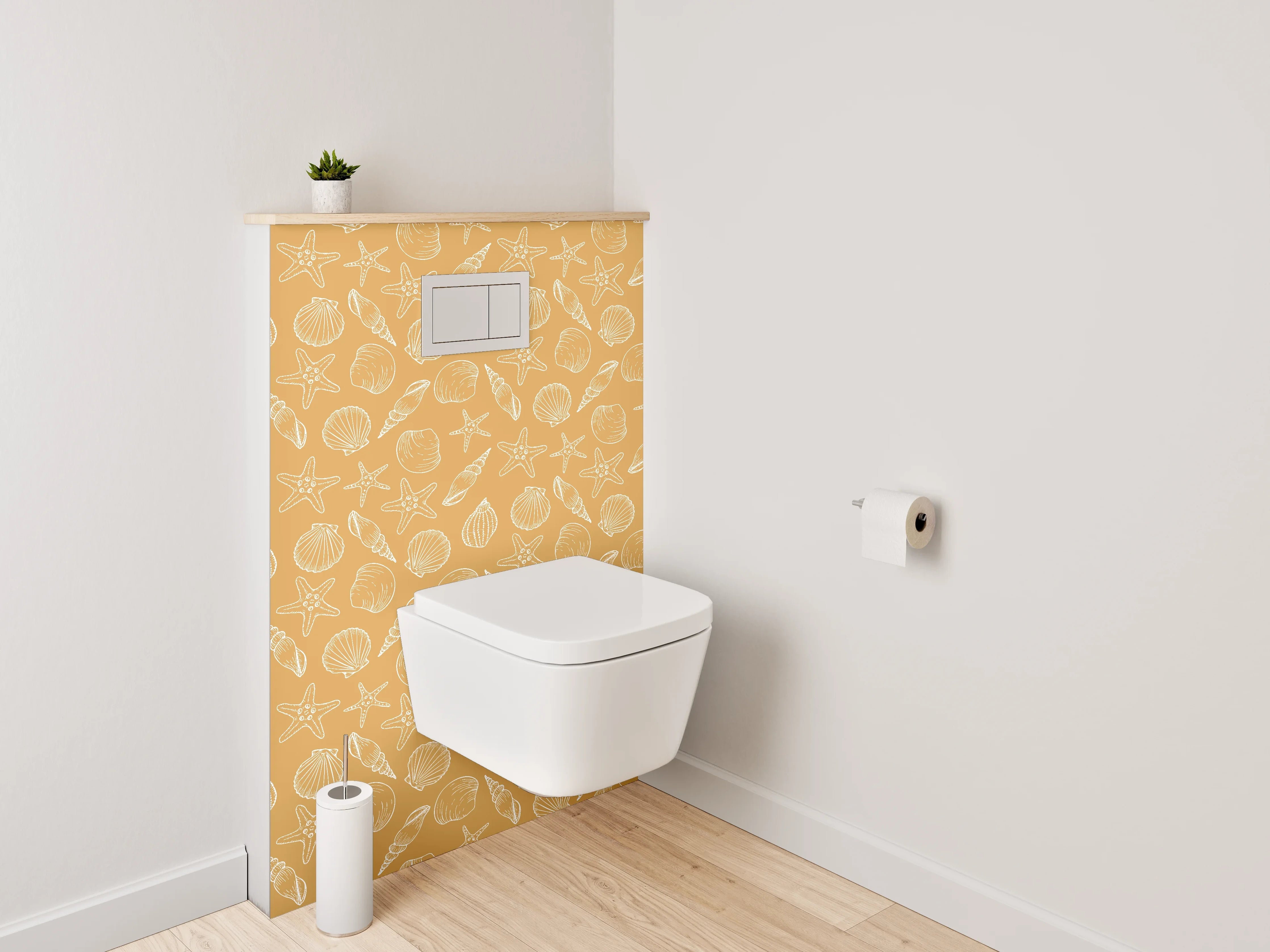 WC-Rückwand - Muschelmuster Strand Sandfarben