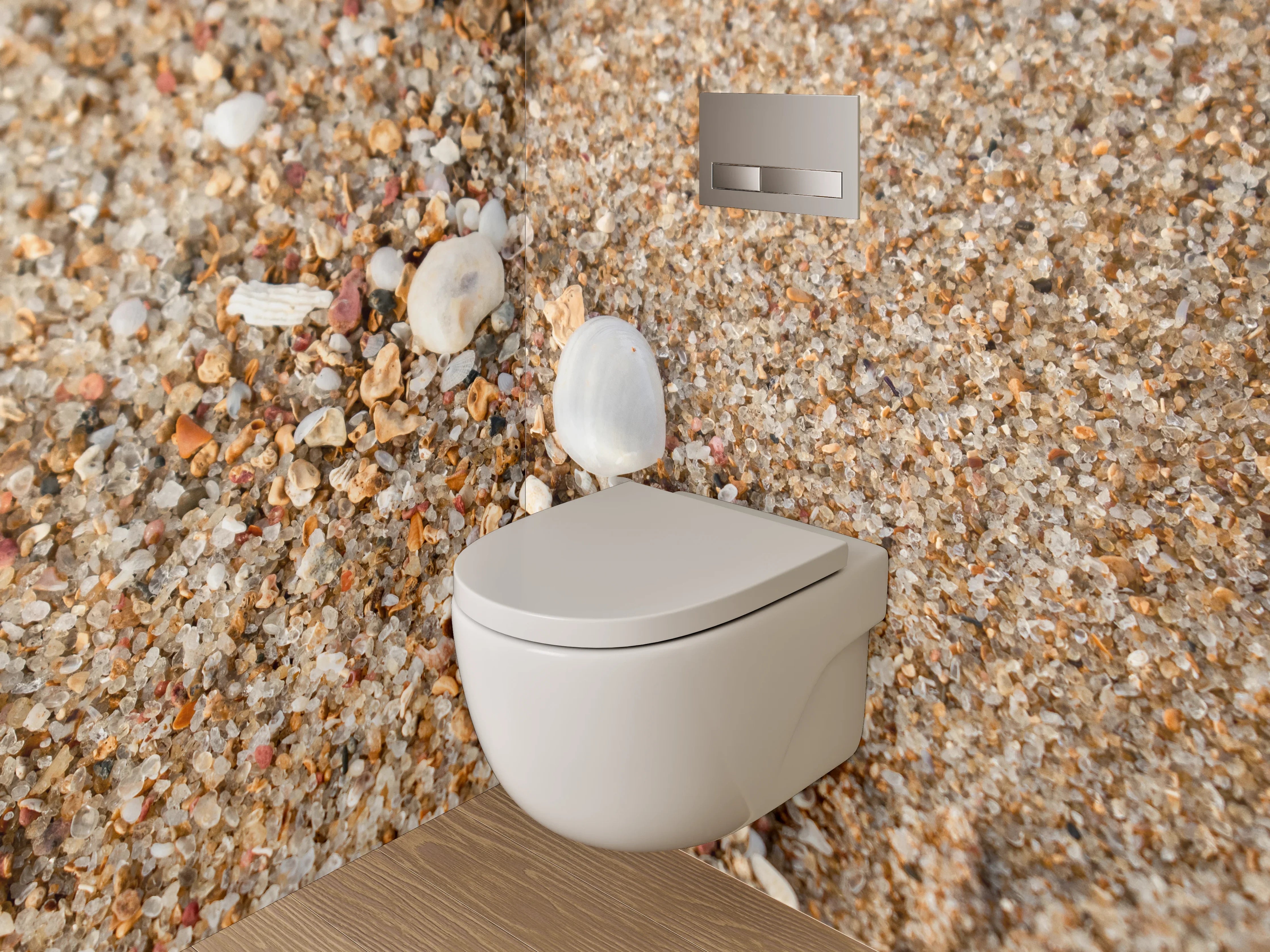 WC-Rückwand - Muscheln im Sand am Strand