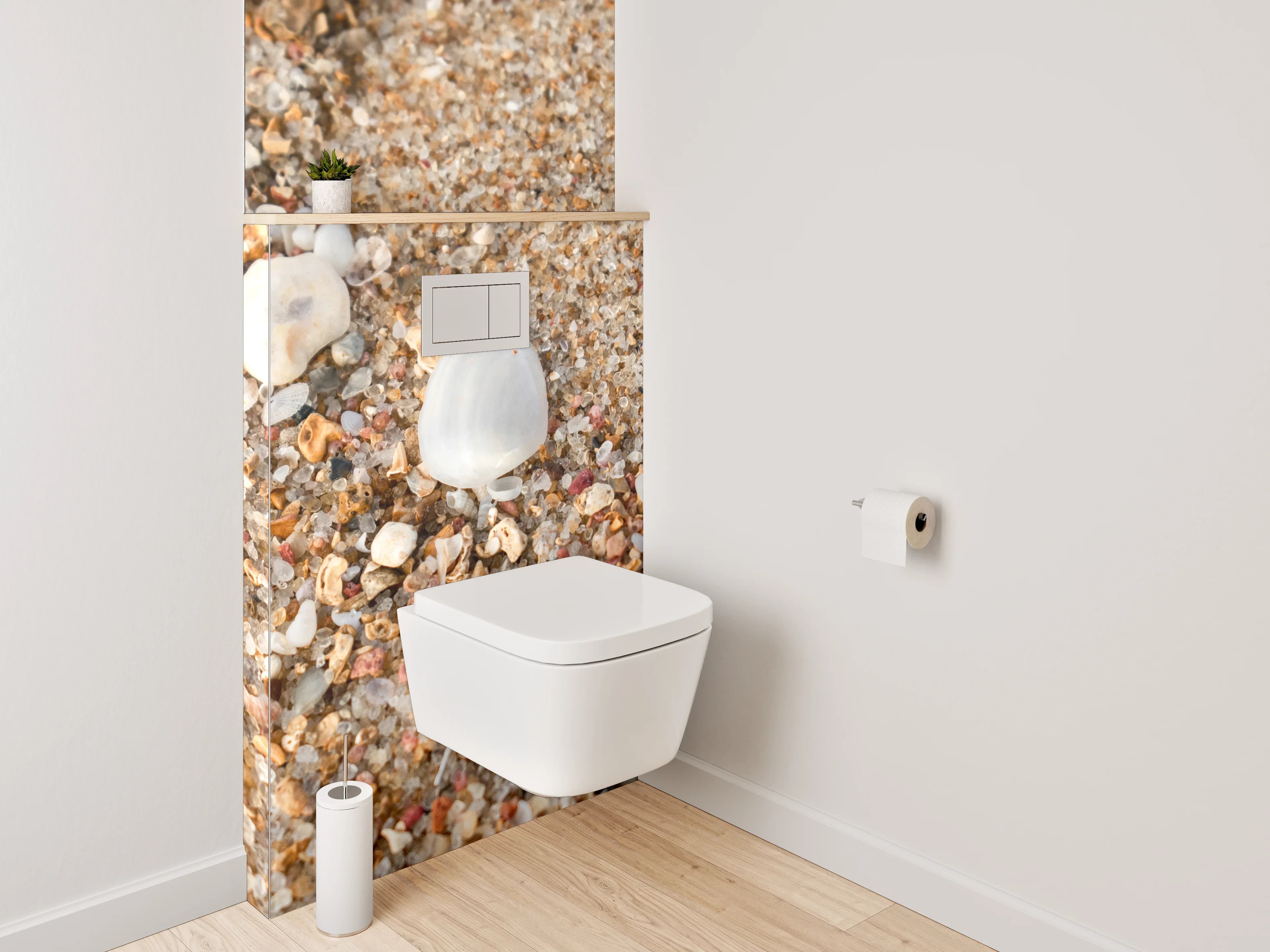 WC-Rückwand - Muscheln im Sand am Strand