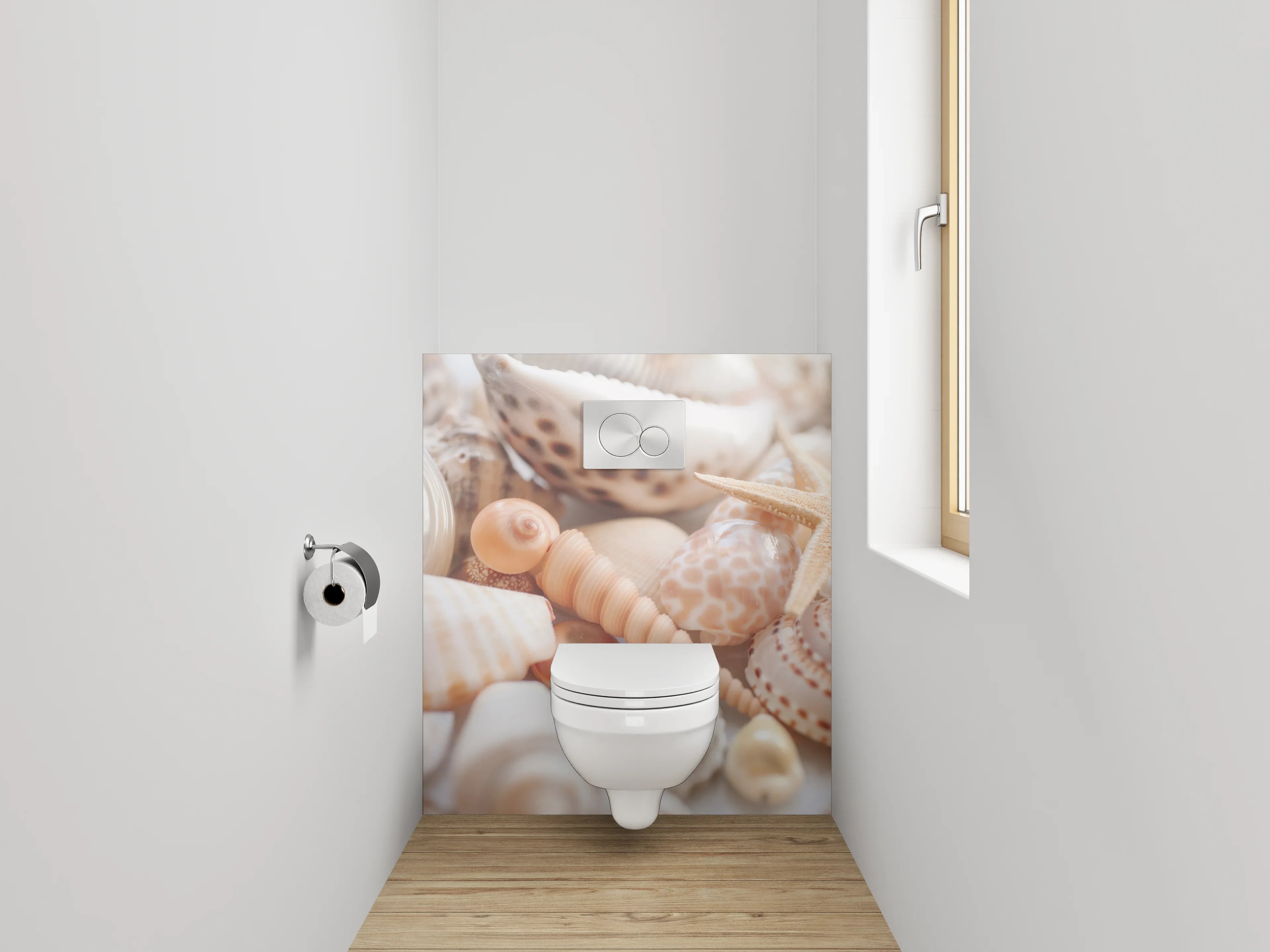 WC-Rückwand - Muscheln und Seesterne am Strand