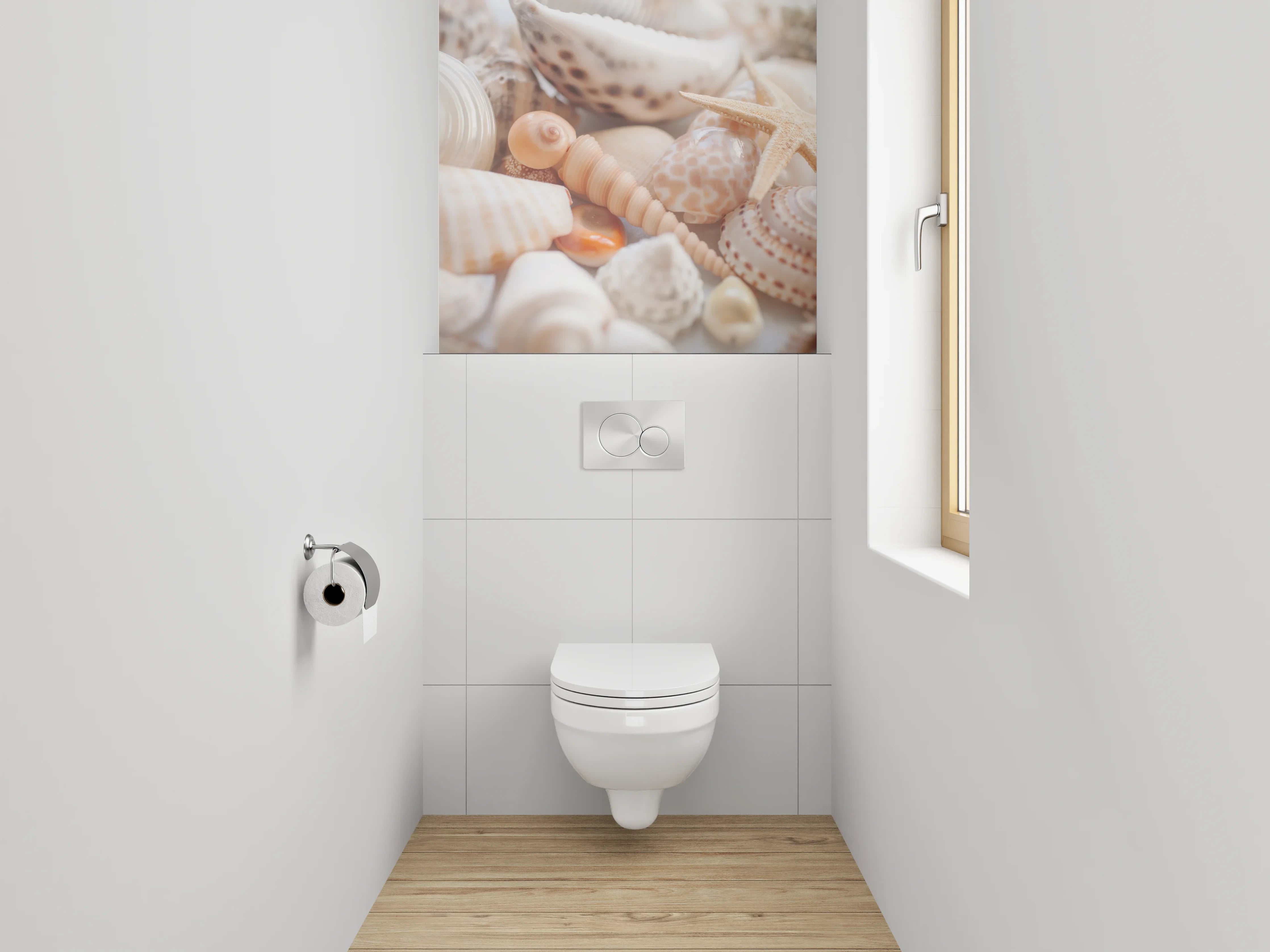 WC-Rückwand - Muscheln und Seesterne am Strand