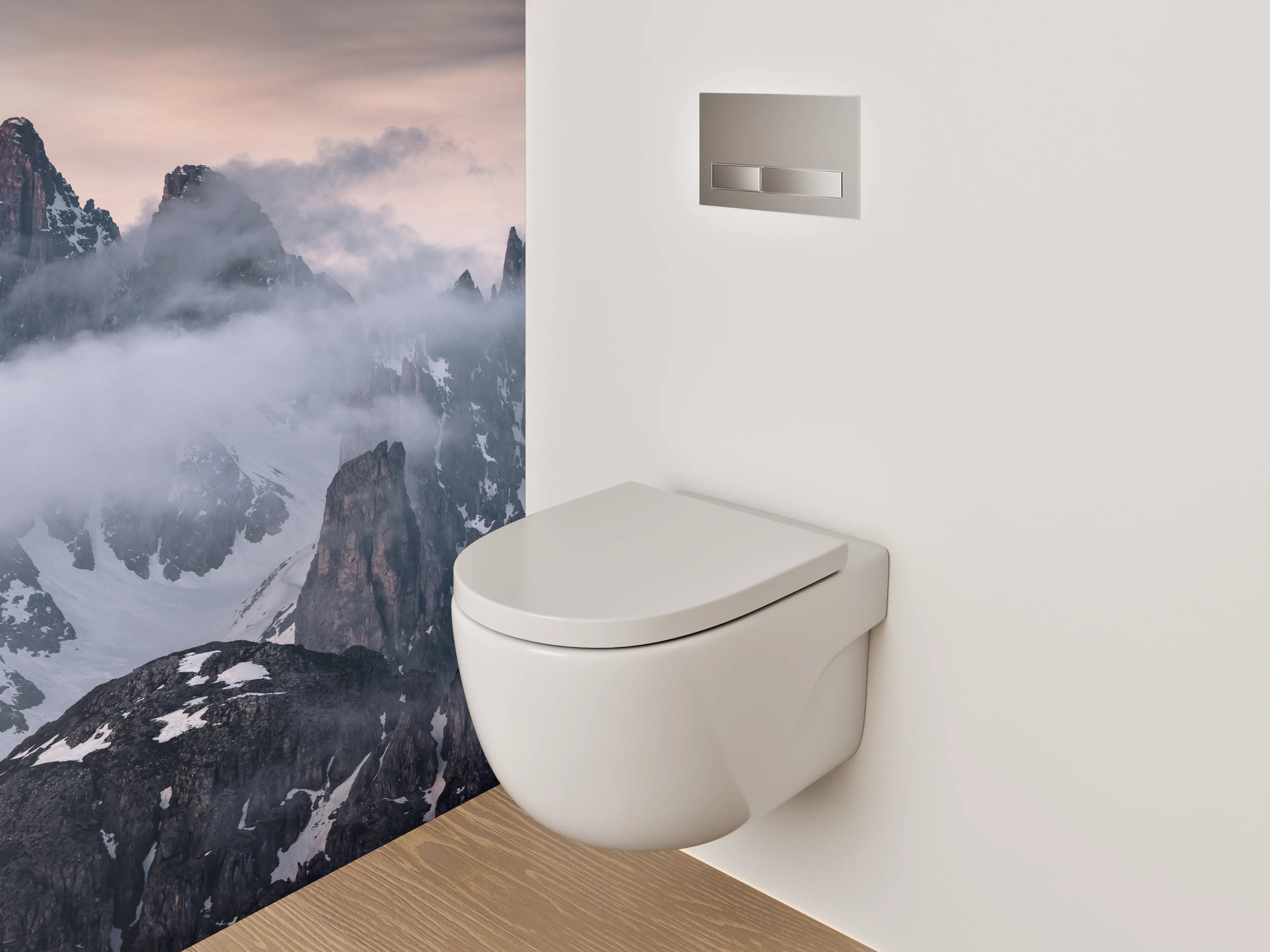 WC-Rückwand - Mystische Berglandschaft bei Nebel