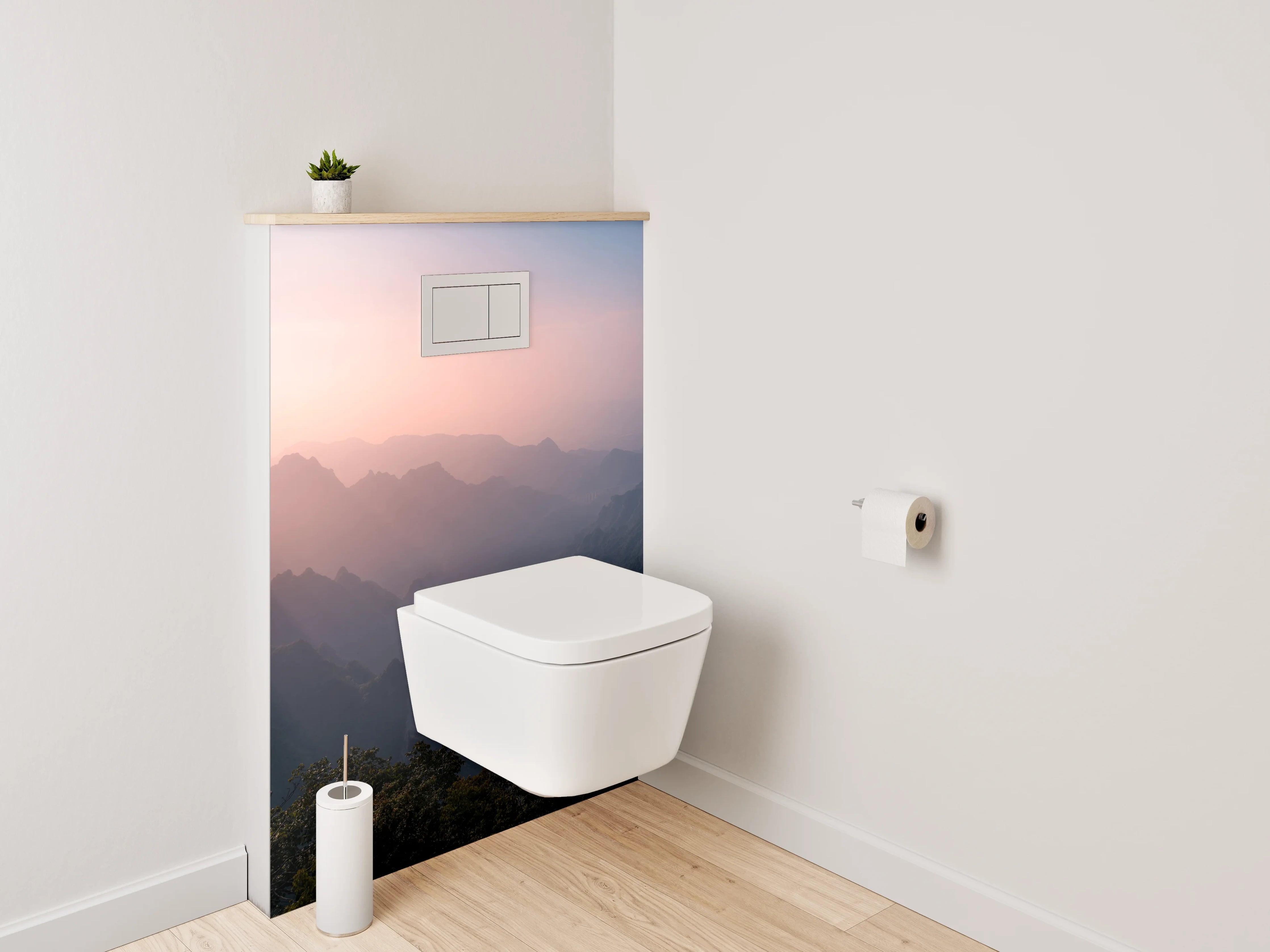 WC-Rückwand - Mystische Berglandschaft im Abendlicht