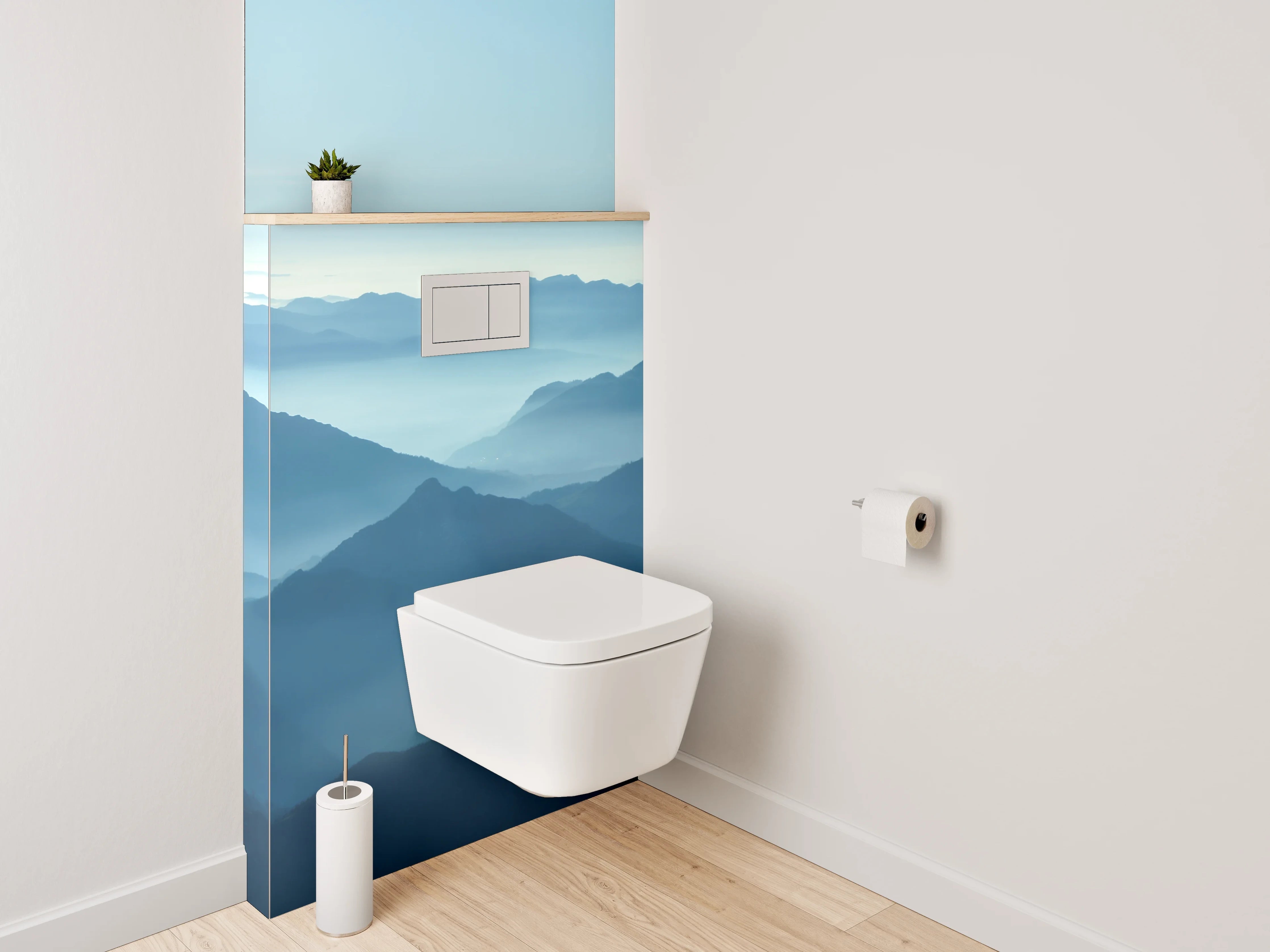 WC-Rückwand - Mystische Berglandschaft im Morgennebel