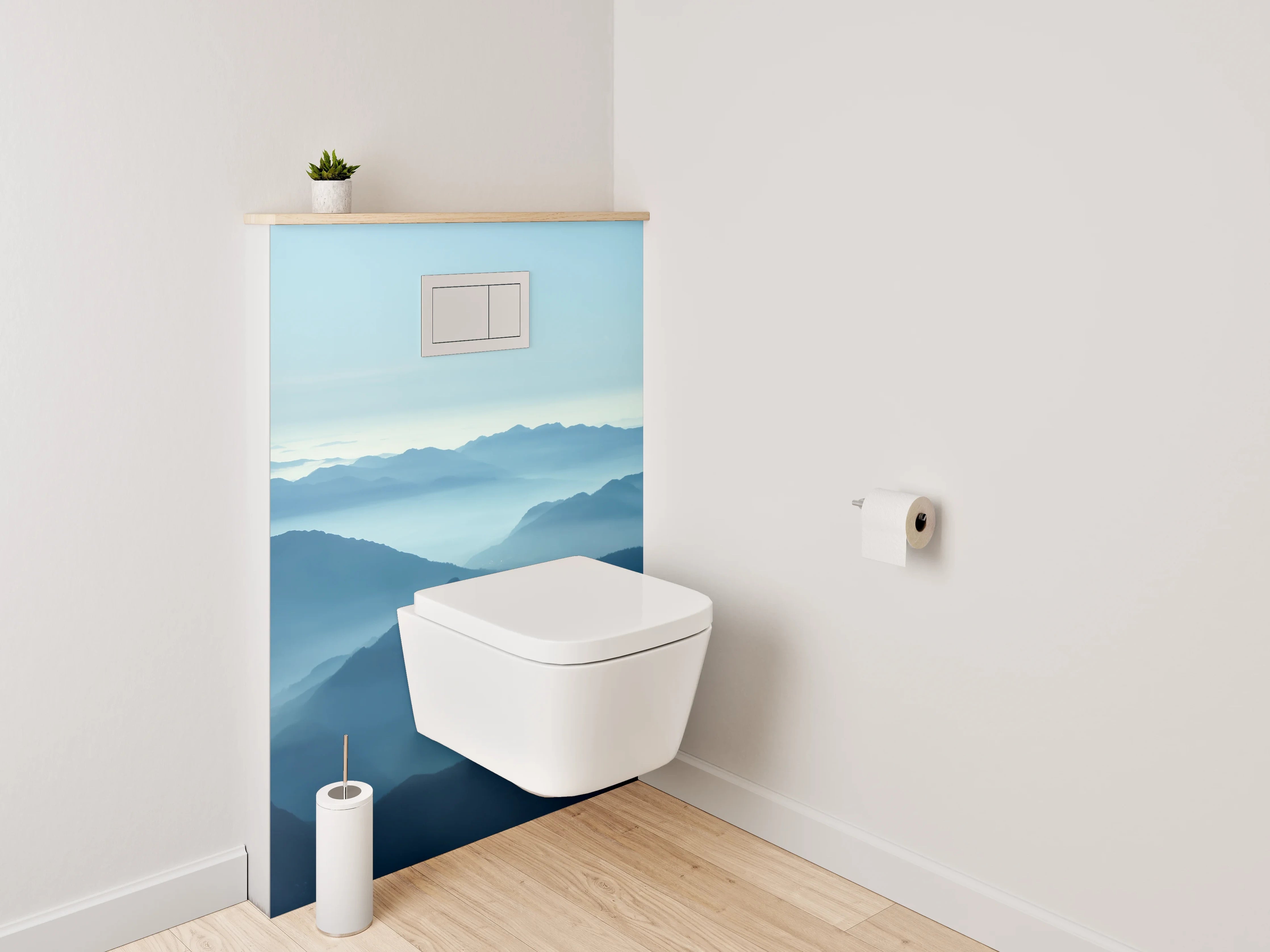 WC-Rückwand - Mystische Berglandschaft im Morgennebel