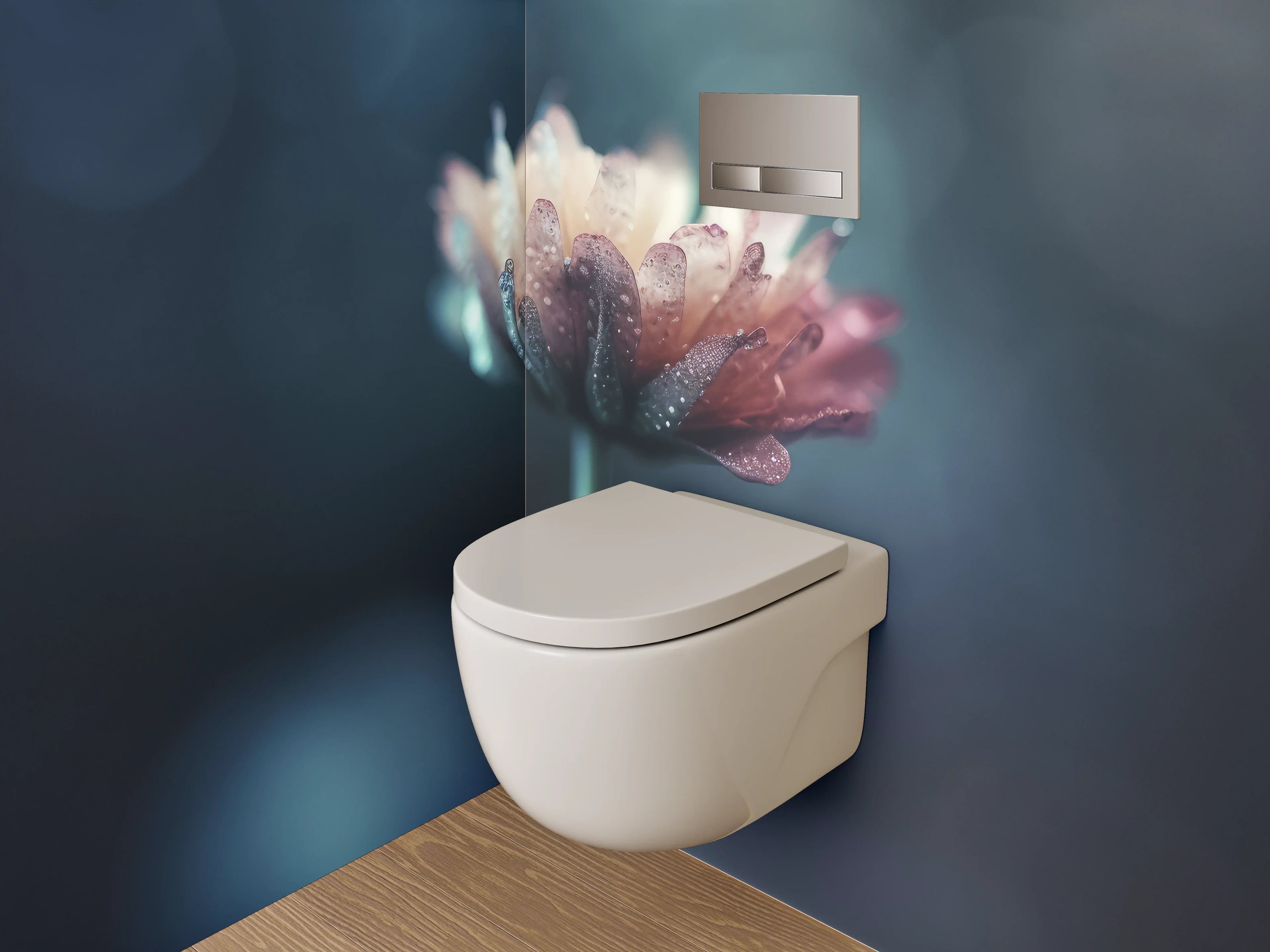 WC-Rückwand - Mystische Blume im Bokeh-Licht
