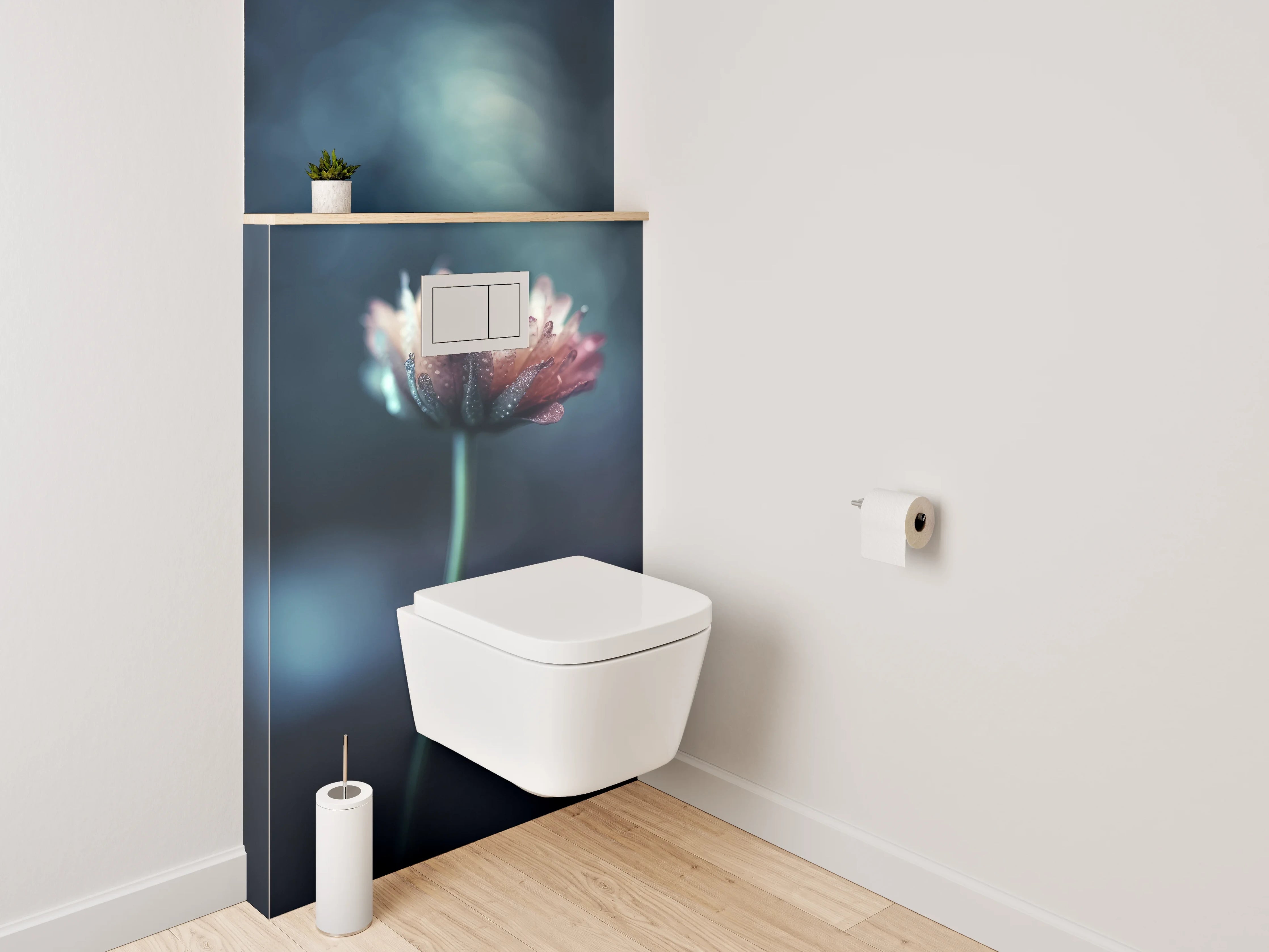 WC-Rückwand - Mystische Blume im Bokeh-Licht