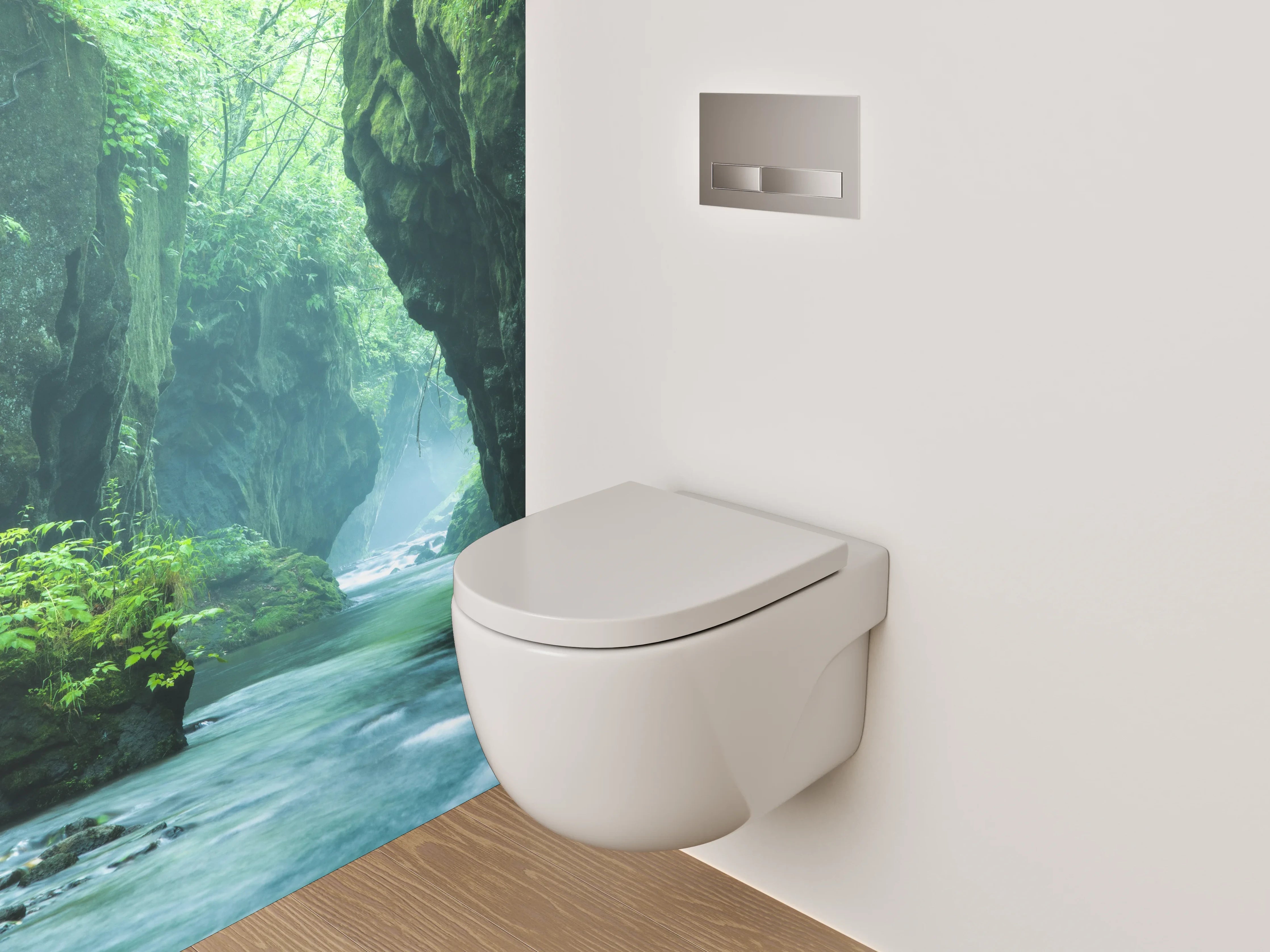 WC-Rückwand - Mystische Flusslandschaft in grüner Schlucht