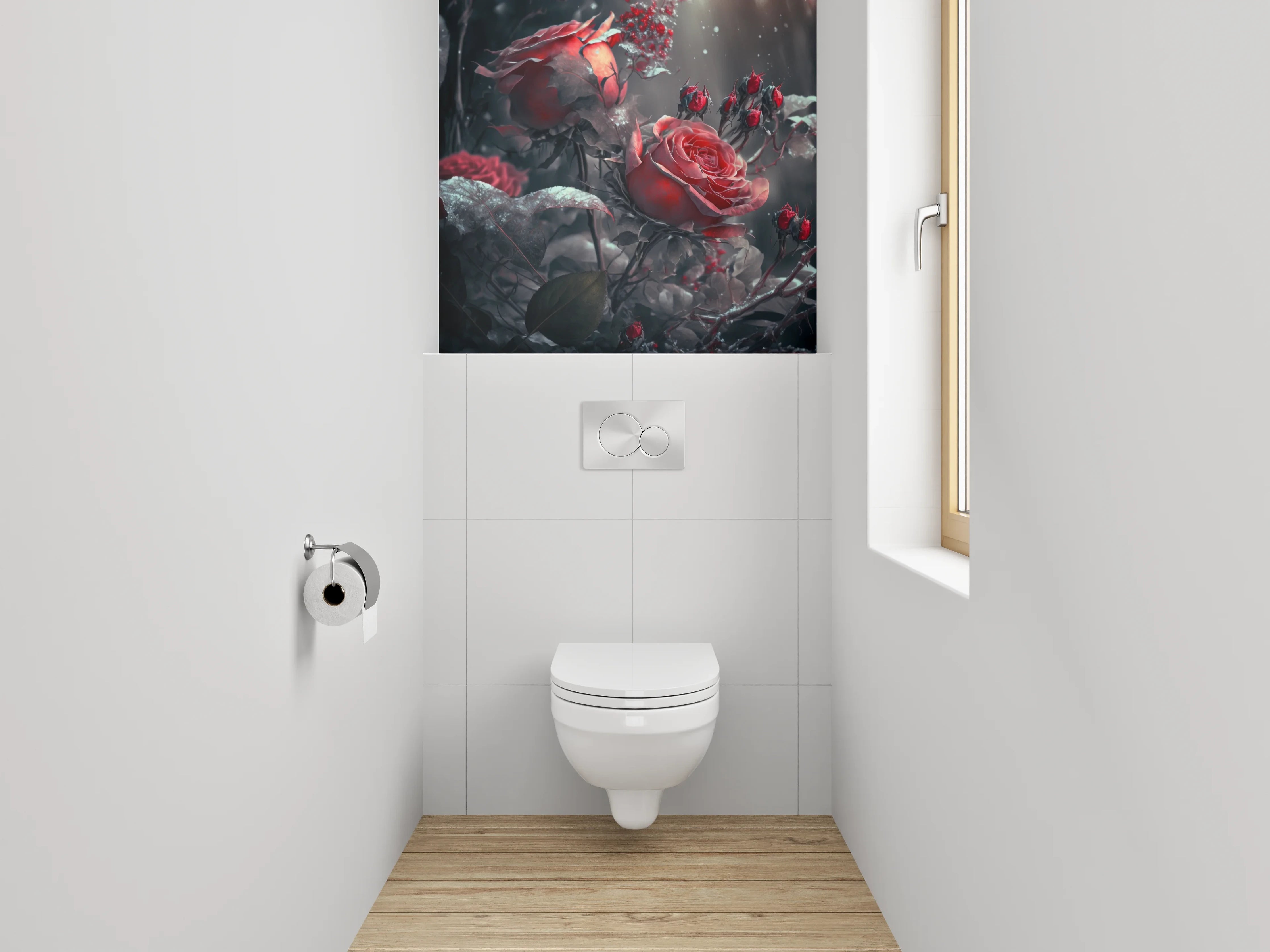 WC-Rückwand - Mystische Rosen im sanften Licht