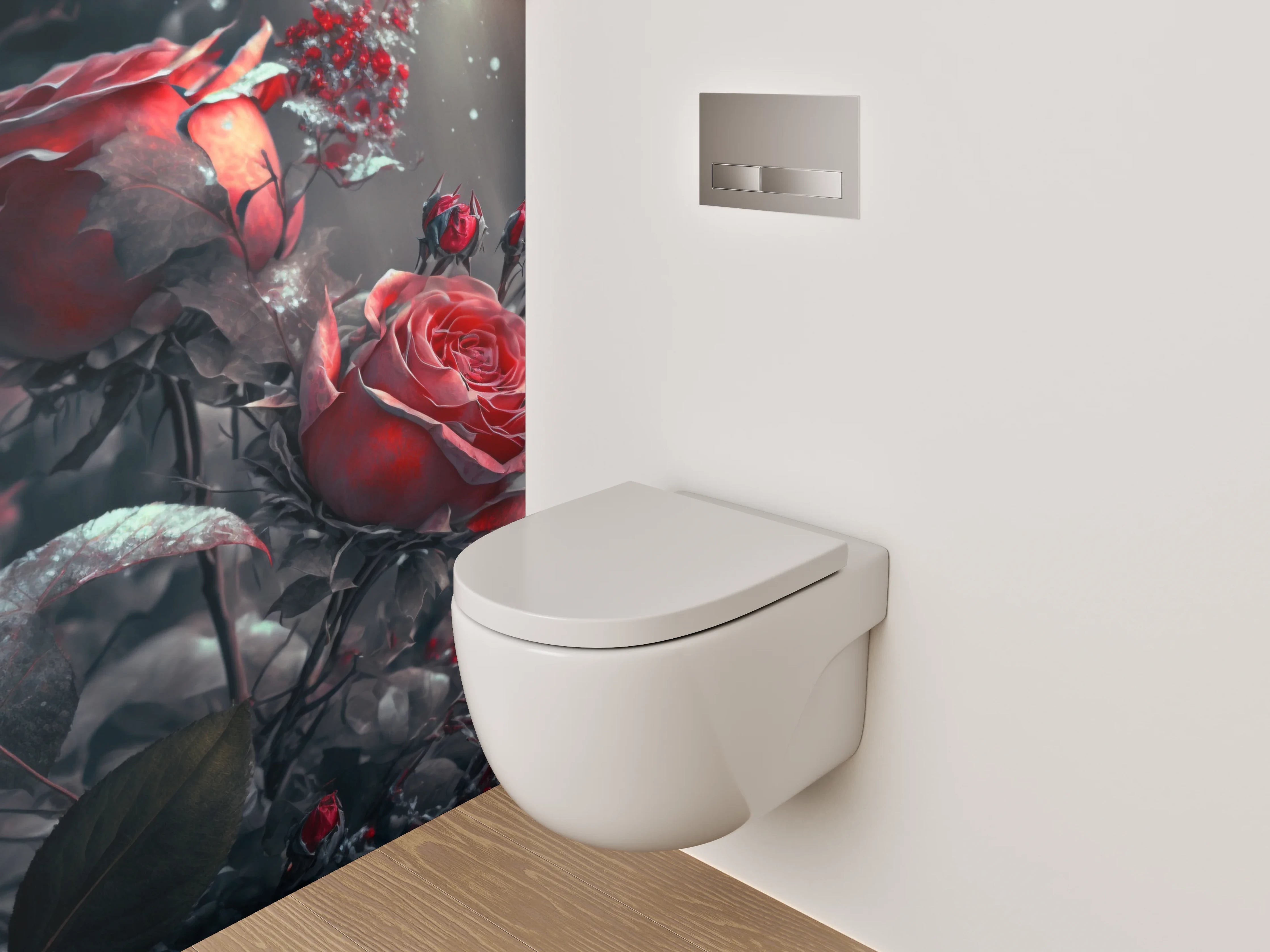 WC-Rückwand - Mystische Rosen im sanften Licht