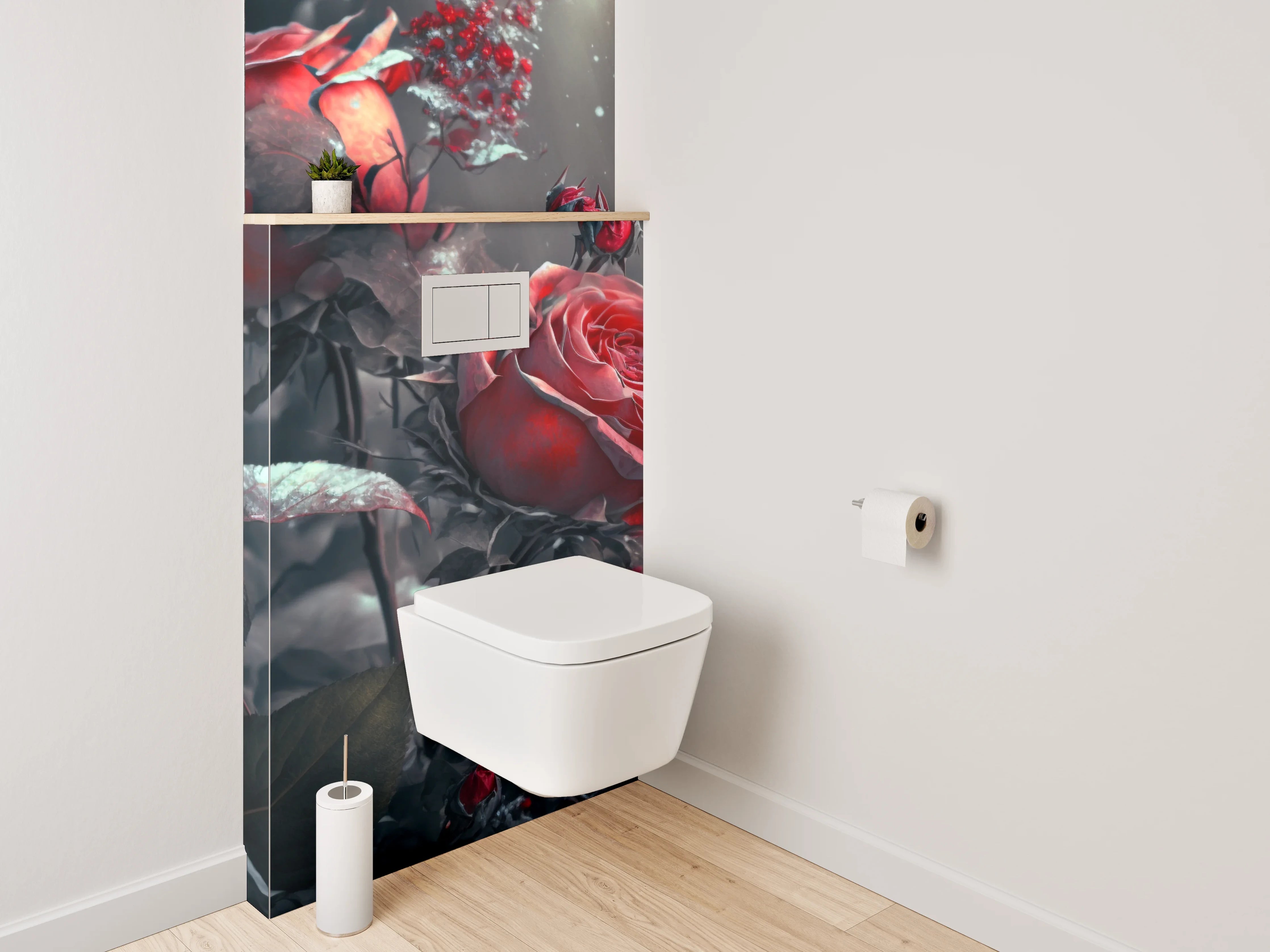 WC-Rückwand - Mystische Rosen im sanften Licht