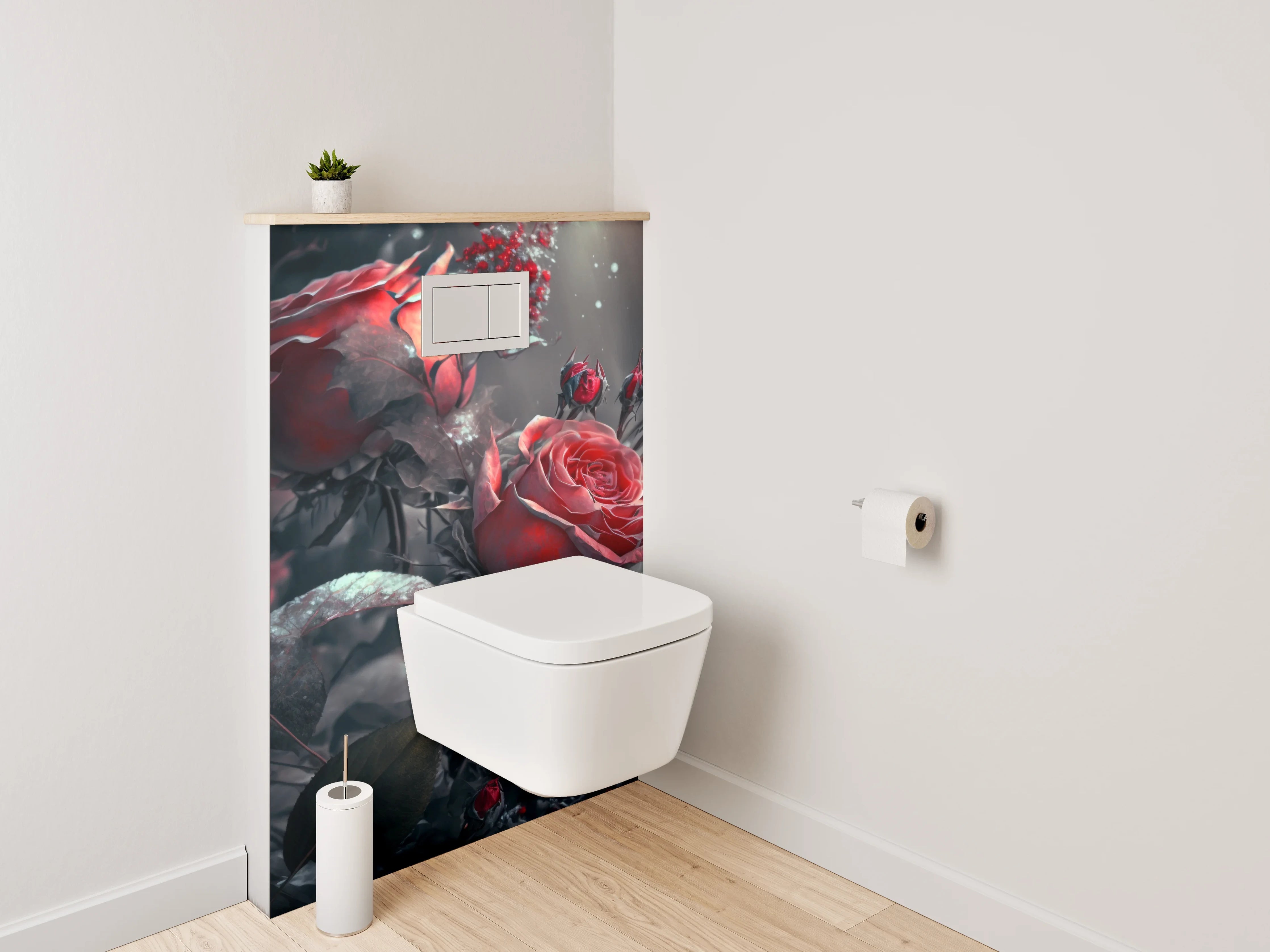 WC-Rückwand - Mystische Rosen im sanften Licht
