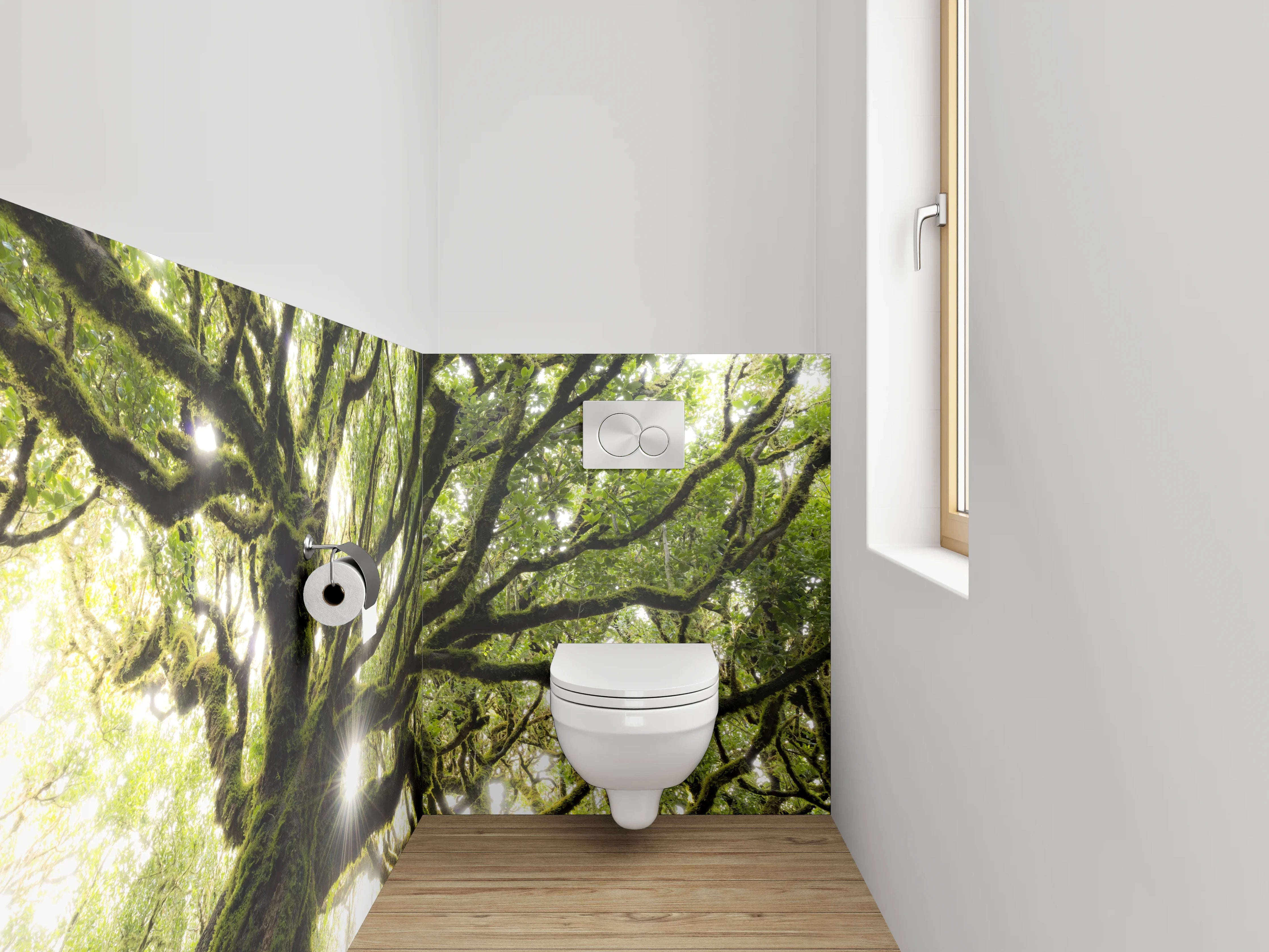 WC-Rückwand - Mystischer Baum im Sonnenlicht