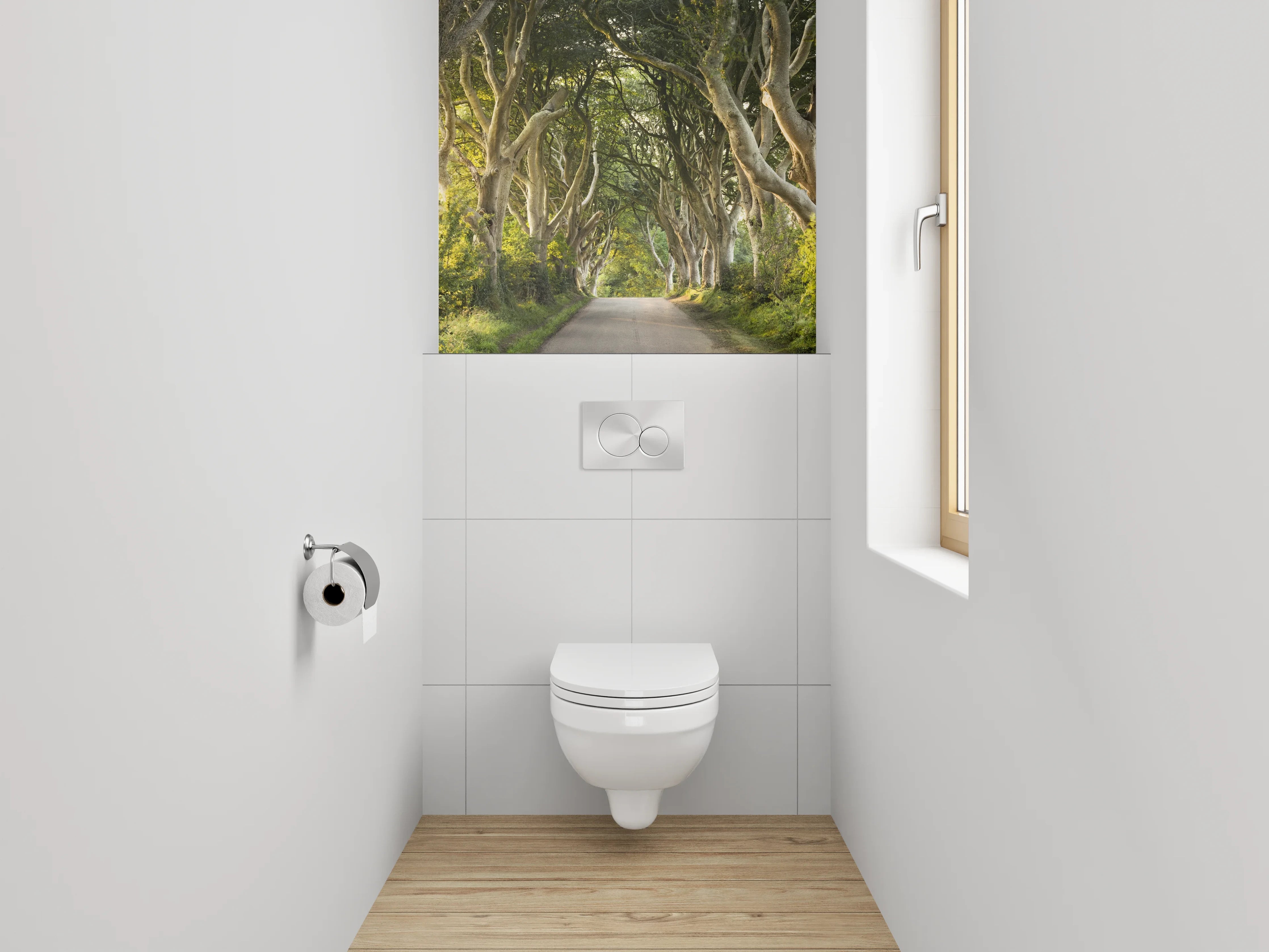 WC-Rückwand - Mystischer Baumtunnel Allee Naturweg Fototapete