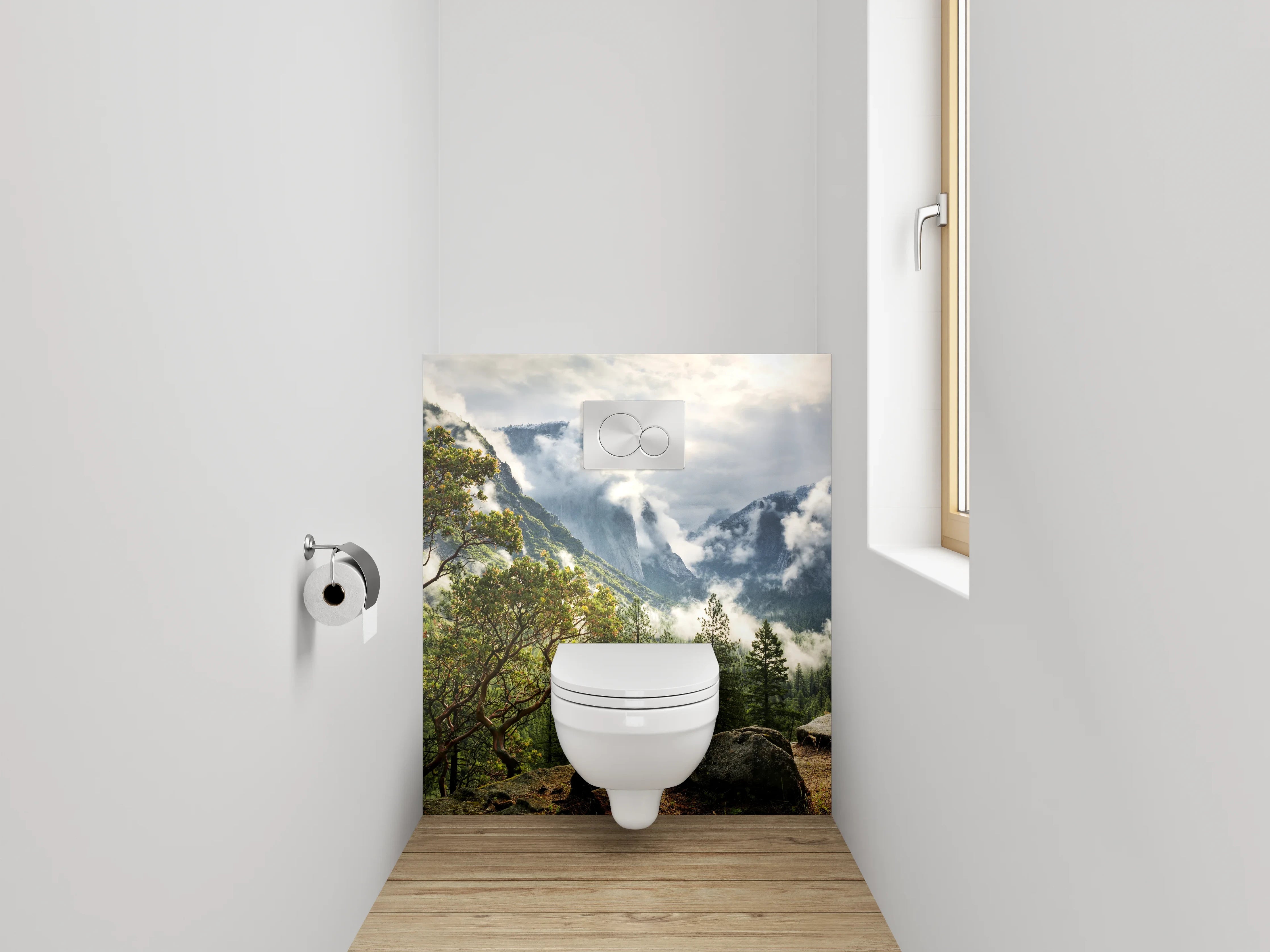 WC-Rückwand - Mystischer Bergblick Landschaft Naturmotiv