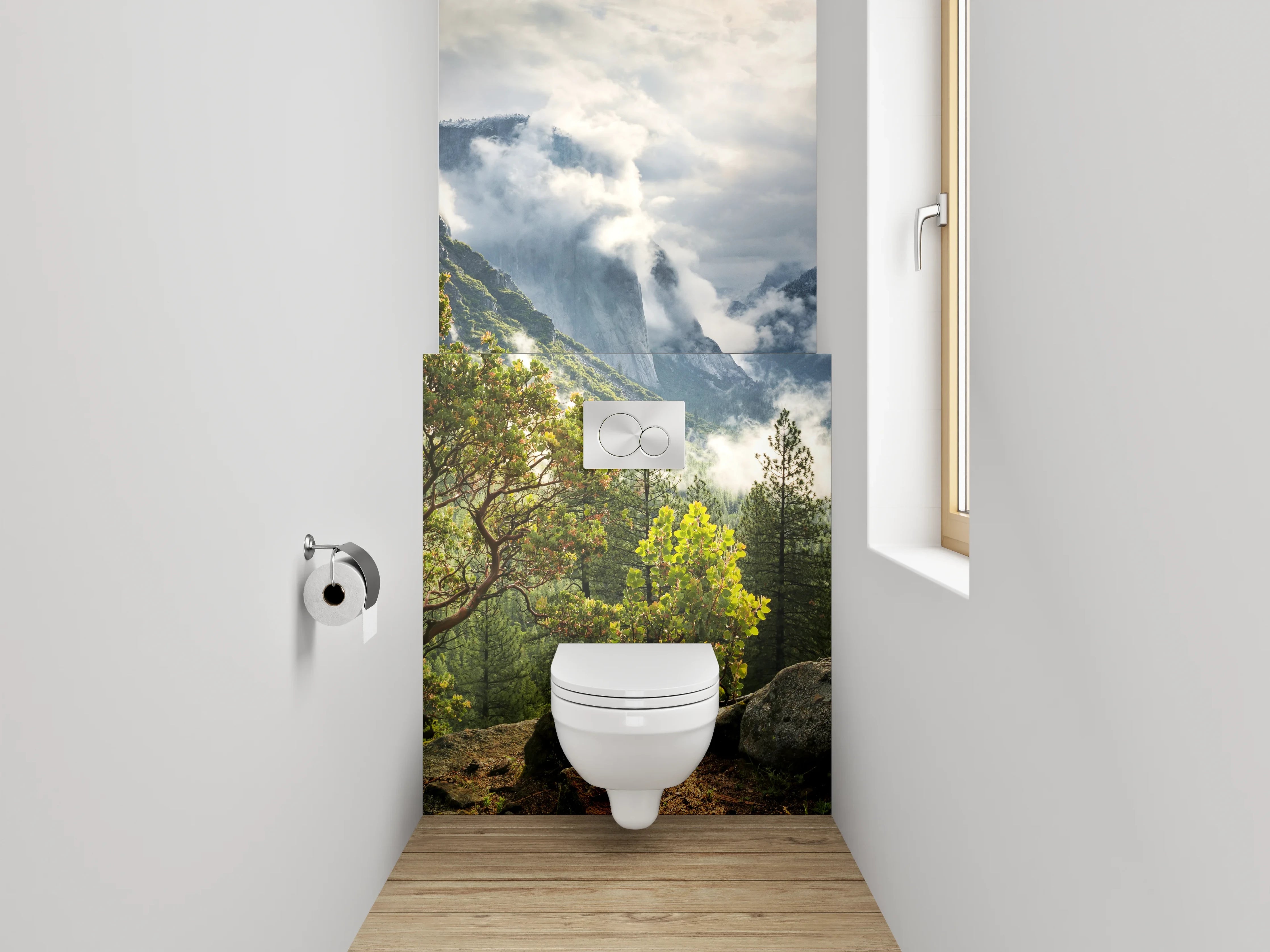 WC-Rückwand - Mystischer Bergblick Landschaft Naturmotiv