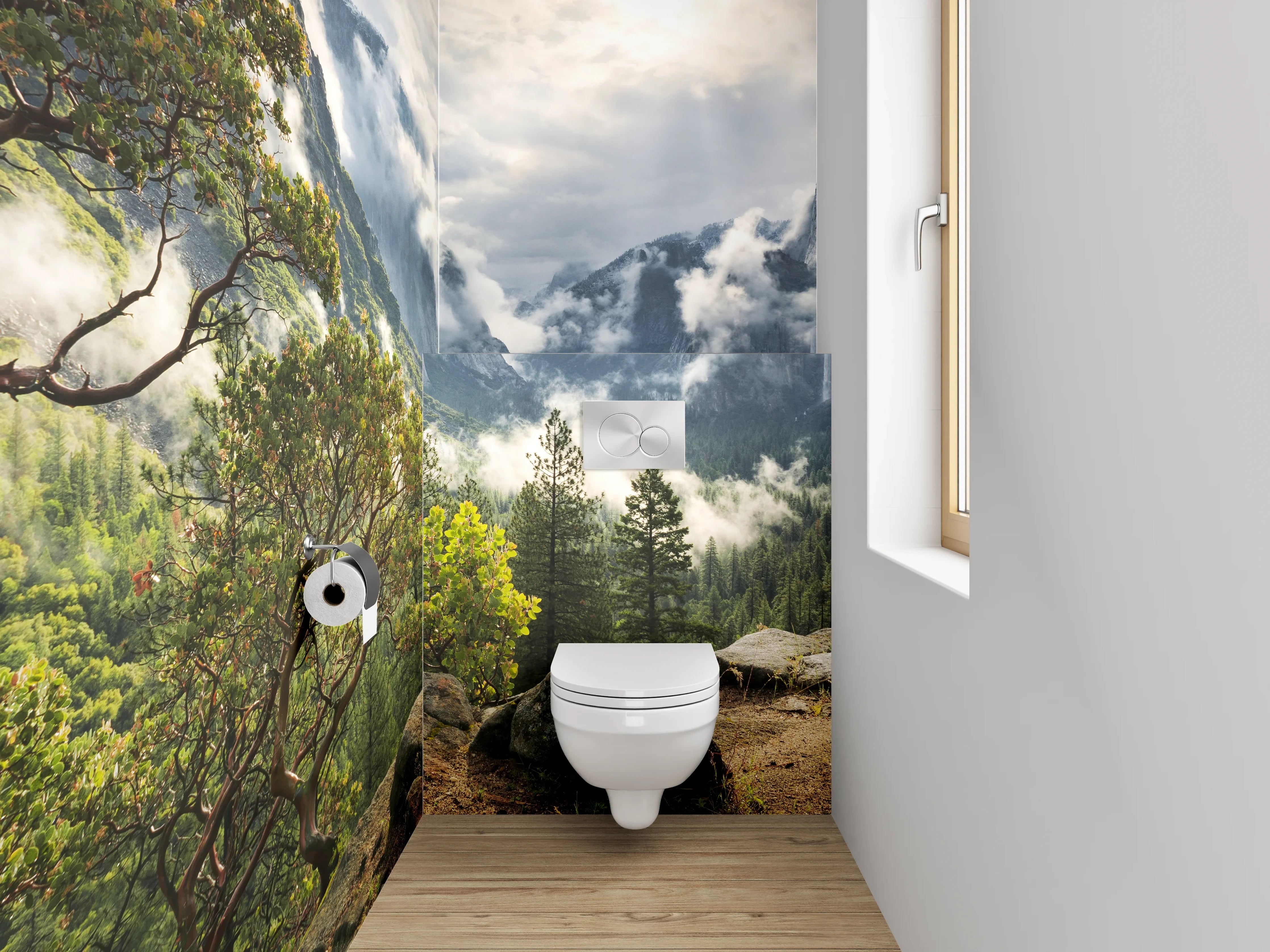 WC-Rückwand - Mystischer Bergblick Landschaft Naturmotiv