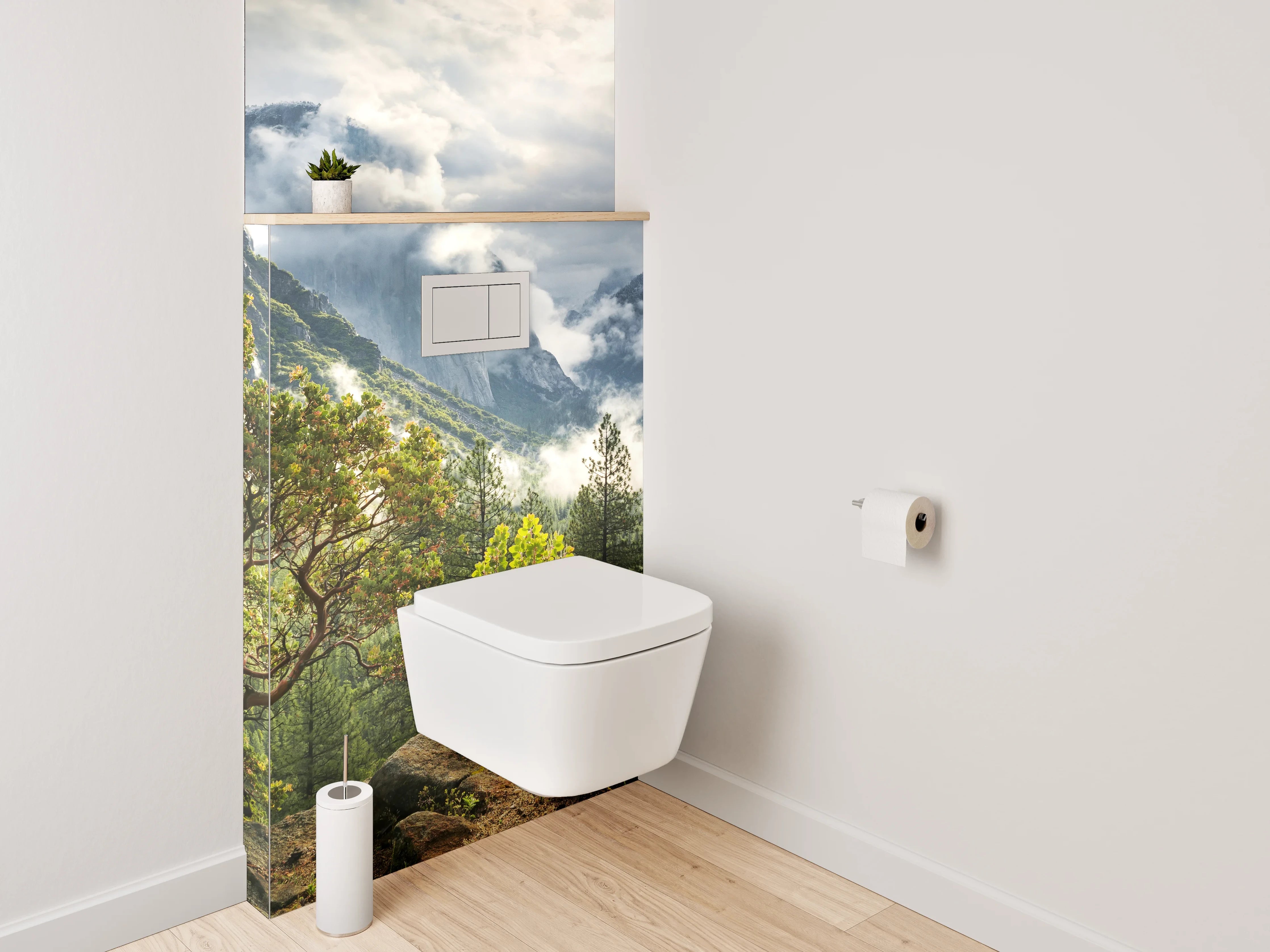 WC-Rückwand - Mystischer Bergblick Landschaft Naturmotiv