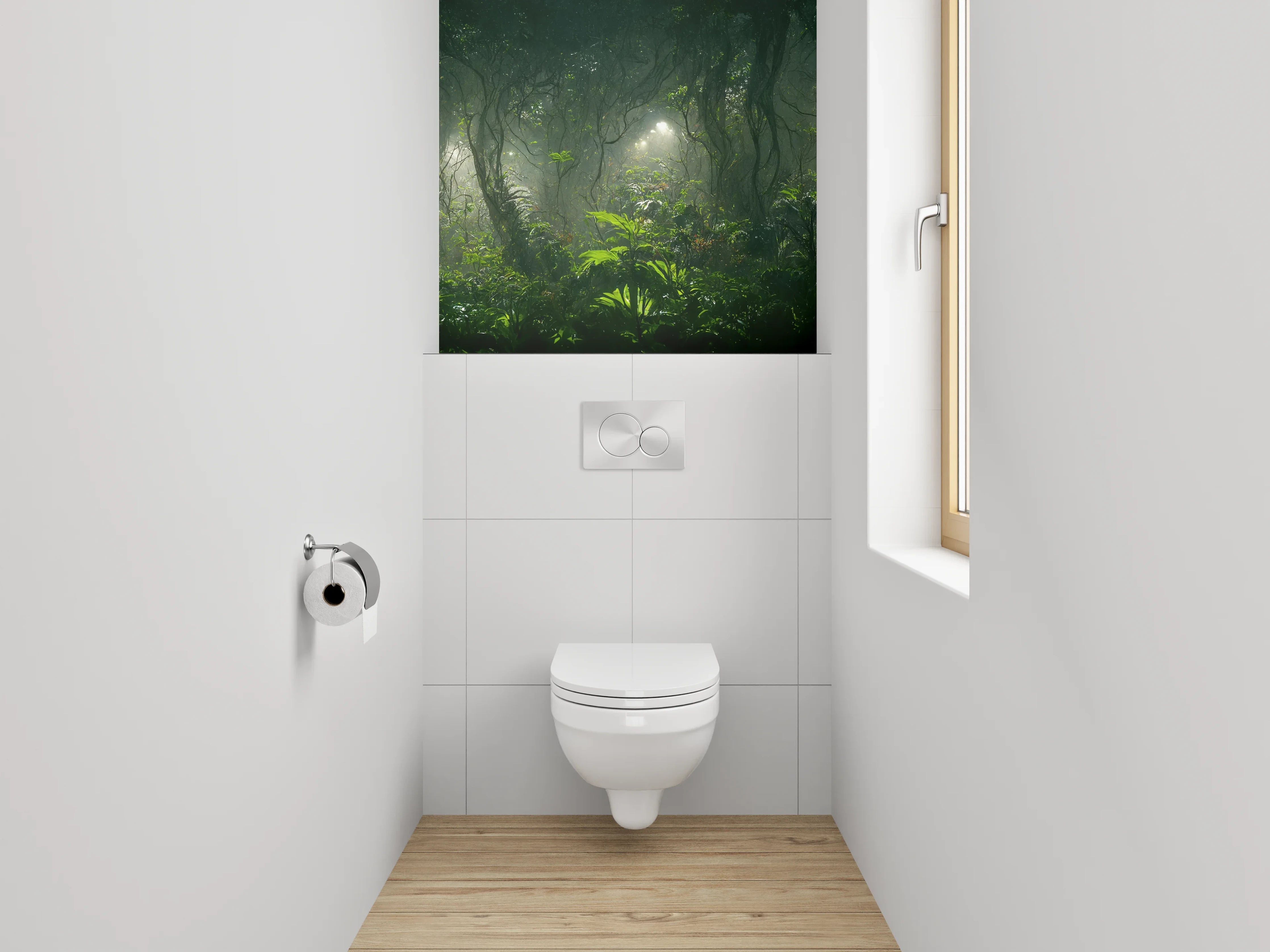 WC-Rückwand - Mystischer Dschungel im Morgenlicht