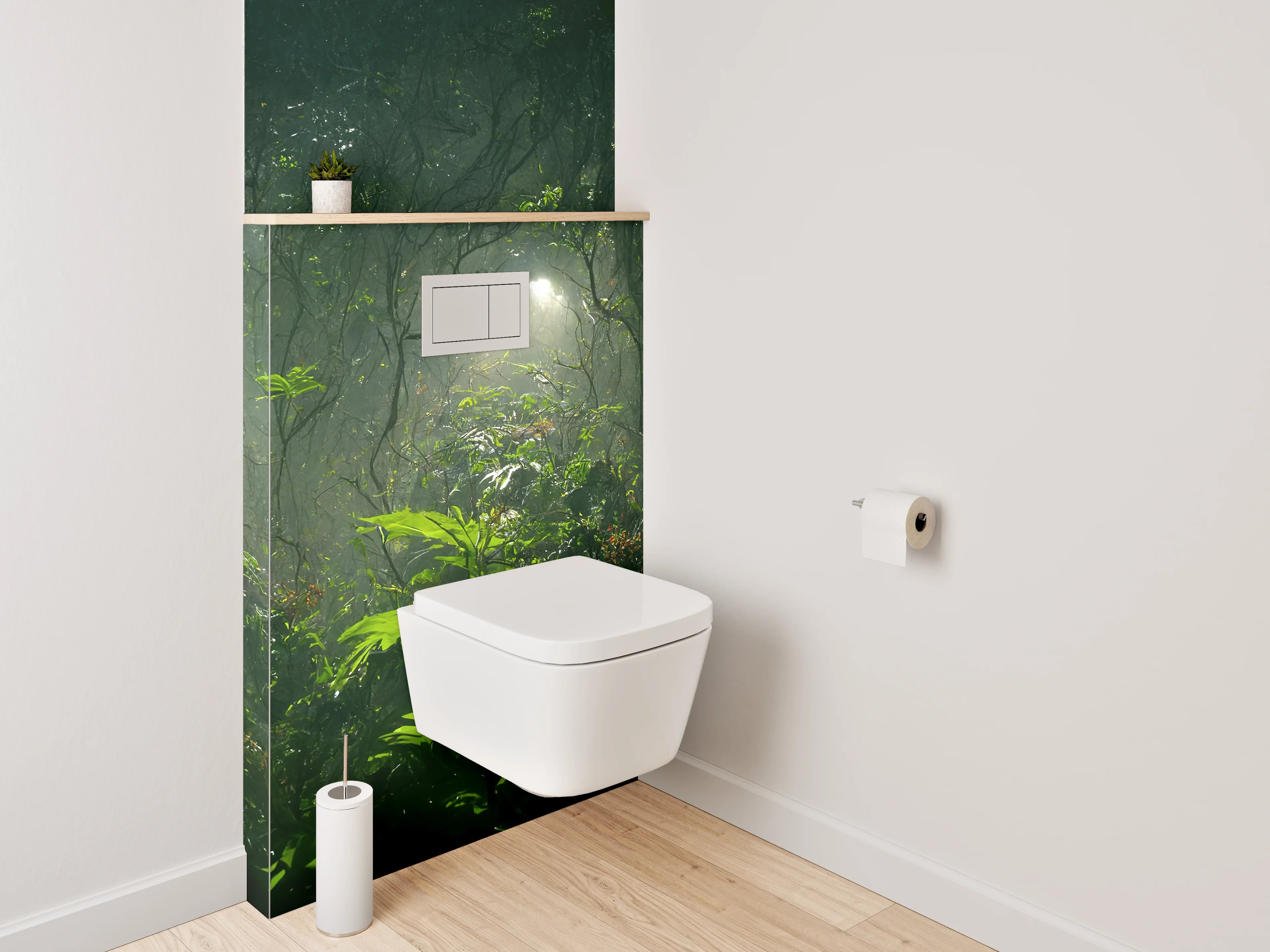 WC-Rückwand - Mystischer Dschungel im Morgenlicht