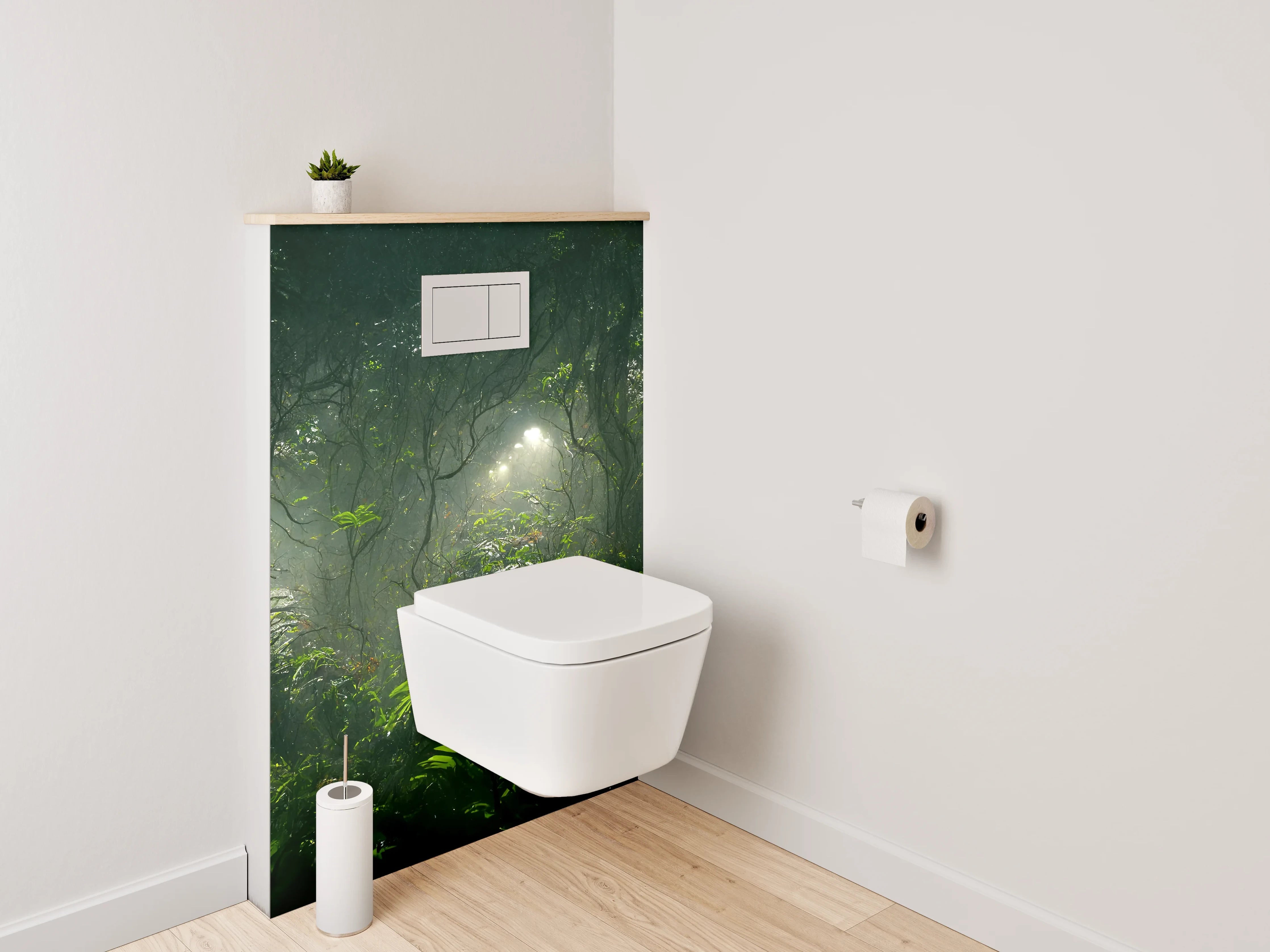 WC-Rückwand - Mystischer Dschungel im Morgenlicht