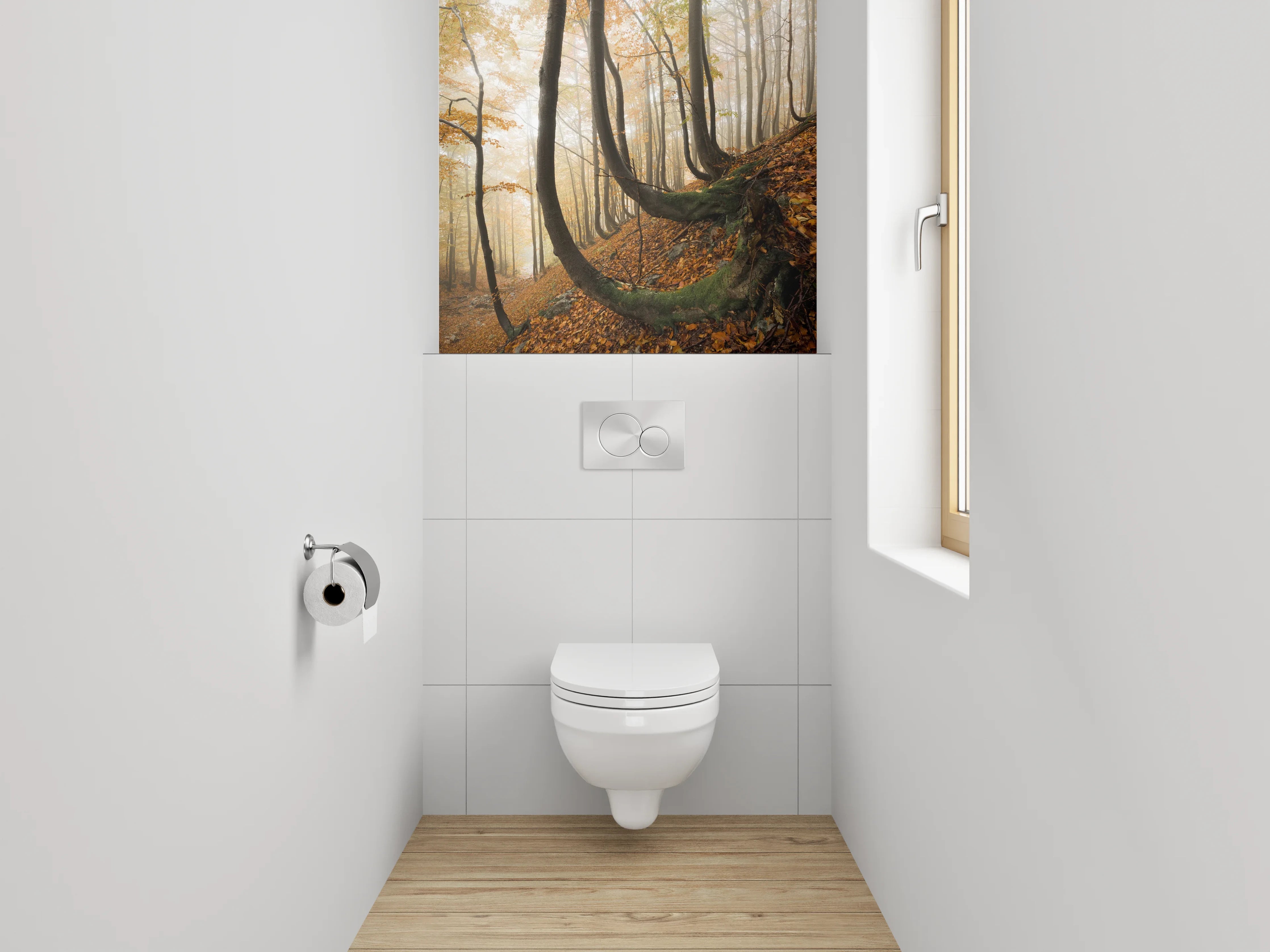 WC-Rückwand - Mystischer Herbstwald auf Hang